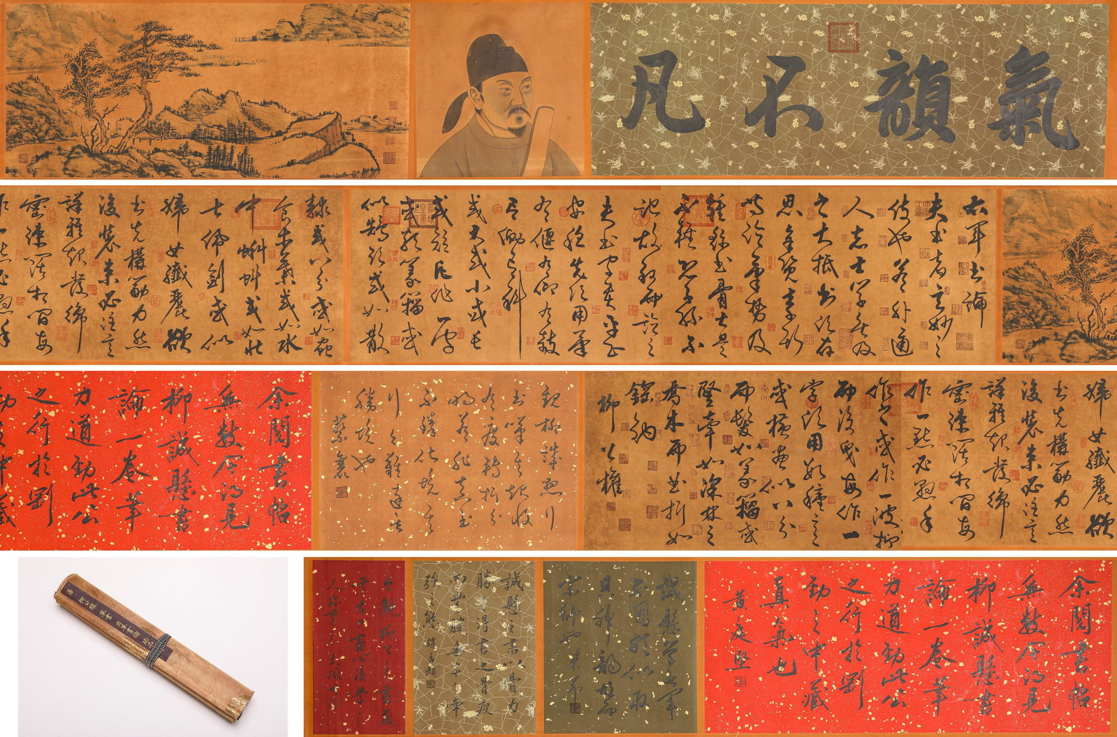 LIU GONGQUAN (778-865), ATTRIBUTED TO, CURSIVE SCRIPT 'ON WANG XIZHI'S CALLIGRAPHY' HANDSCROLL: LIU GONGQUAN (778-865), ATTRIBUTED TO, CURSIVE SCRIPT 'ON WANG XIZHI'S CALLIGRAPHY' HANDSCROLL Description: Dimensions: Width: 920 cm x Height: 48.5 cm. All measurements are approximate.