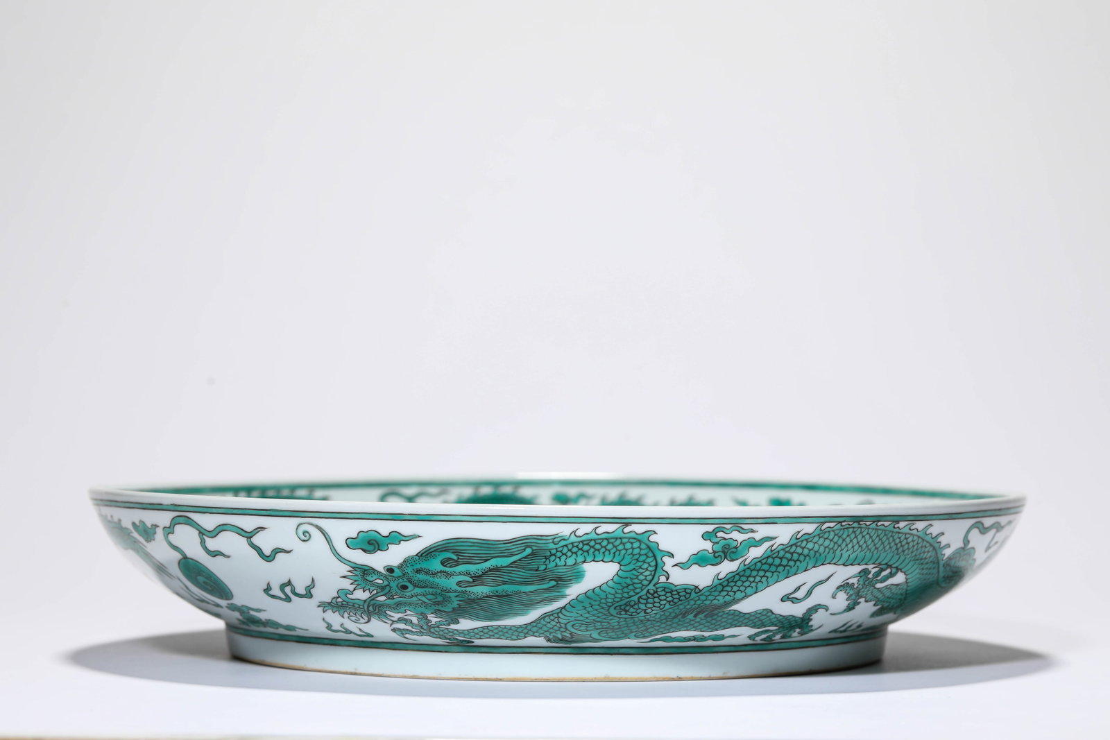 A GREEN-GLAZED 'DRAGON AND CLOUDS' DISH - 5