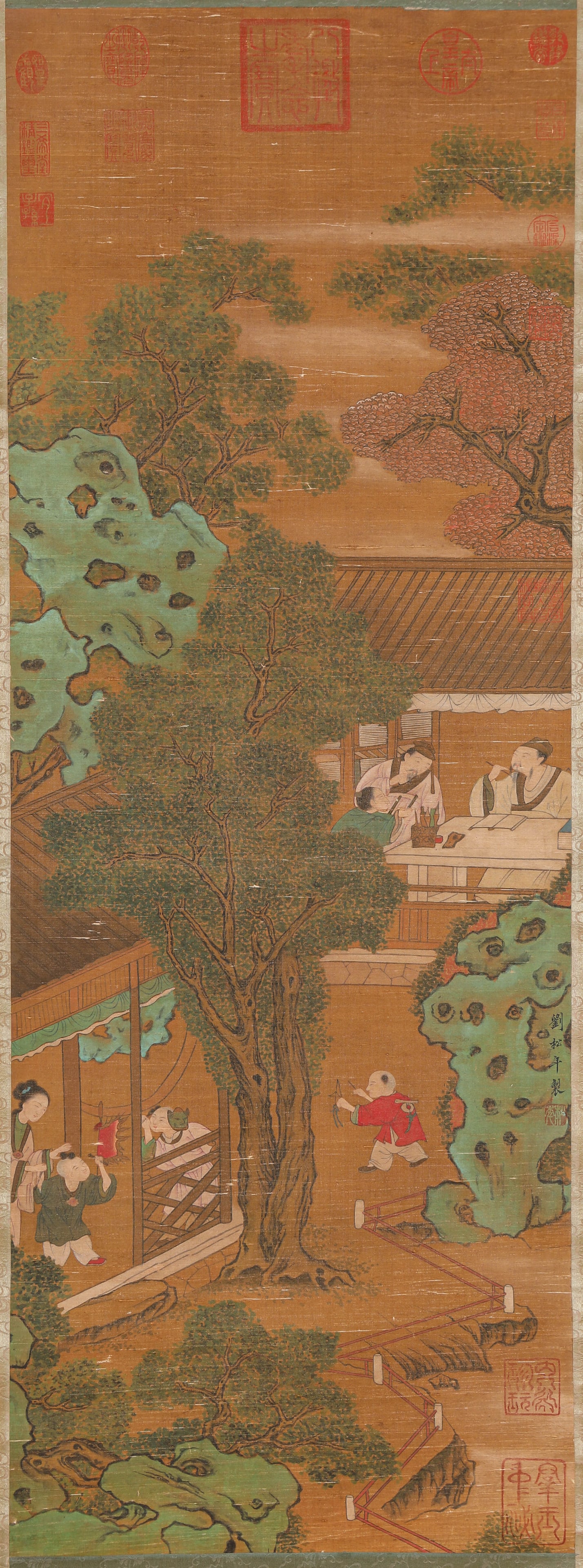 LIU SONGNIAN (ACT. 1190-1230), ATTRIBUTED TO, FIGURE NARRATIVE: LIU SONGNIAN (ACT. 1190-1230), ATTRIBUTED TO, FIGURE NARRATIVE Description: Dimensions: Width: 41 cm x Height: 112 cm. All measurements are approximate.