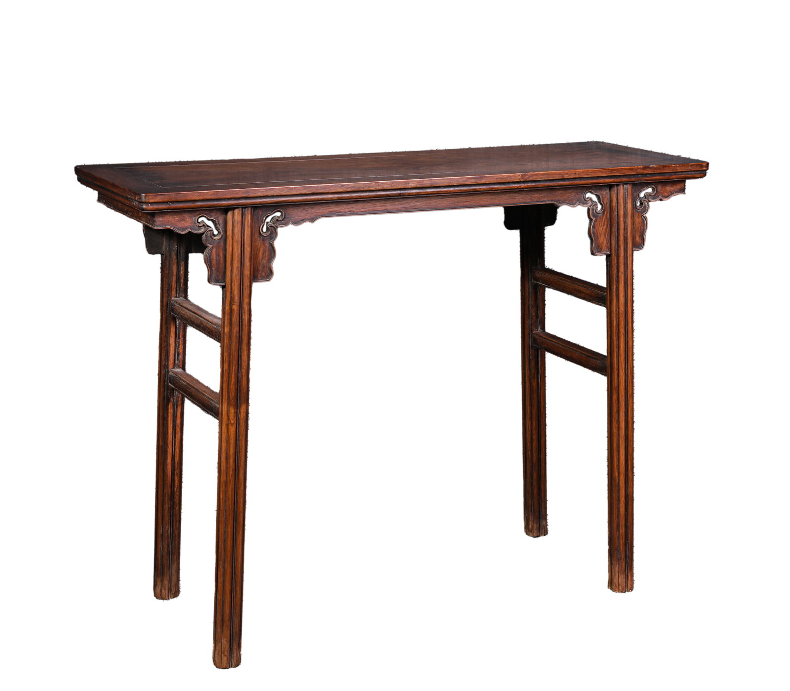 A WOOD LONG TABLE: A WOOD LONG TABLE Description: Dimensions: Length: 108 cm x Width: 38 cm x Height: 81 cm. All measurements are approximate.