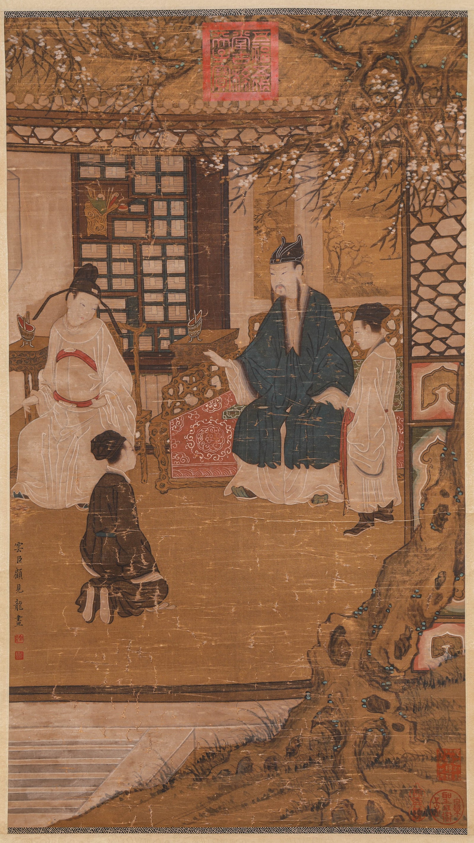 GU JIANLONG (ACT. 17TH CENTURY), ATTRIBUTED TO, FIGURE NARRATIVE: GU JIANLONG (ACT. 17TH CENTURY), ATTRIBUTED TO, FIGURE NARRATIVE Description: Dimensions: Width: 48 cm x Height: 85 cm. All measurements are approximate.