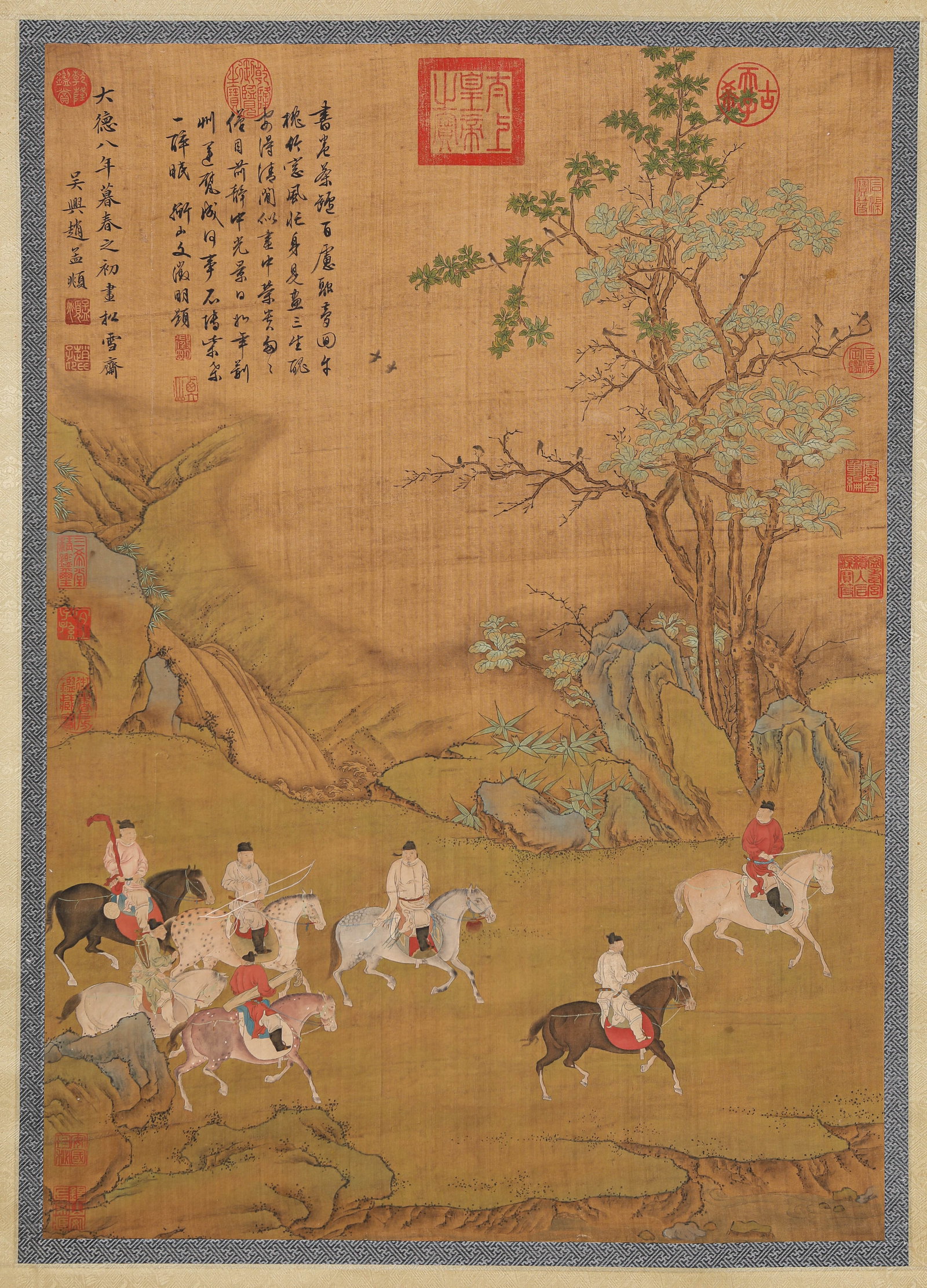 ZHAO MENGFU (1254-1322), ATTRIBUTED TO, HORSES AND RIDERS: ZHAO MENGFU (1254-1322), ATTRIBUTED TO, HORSES AND RIDERS Description: Dimensions: Width: 61.5 cm x Height: 87 cm. All measurements are approximate.