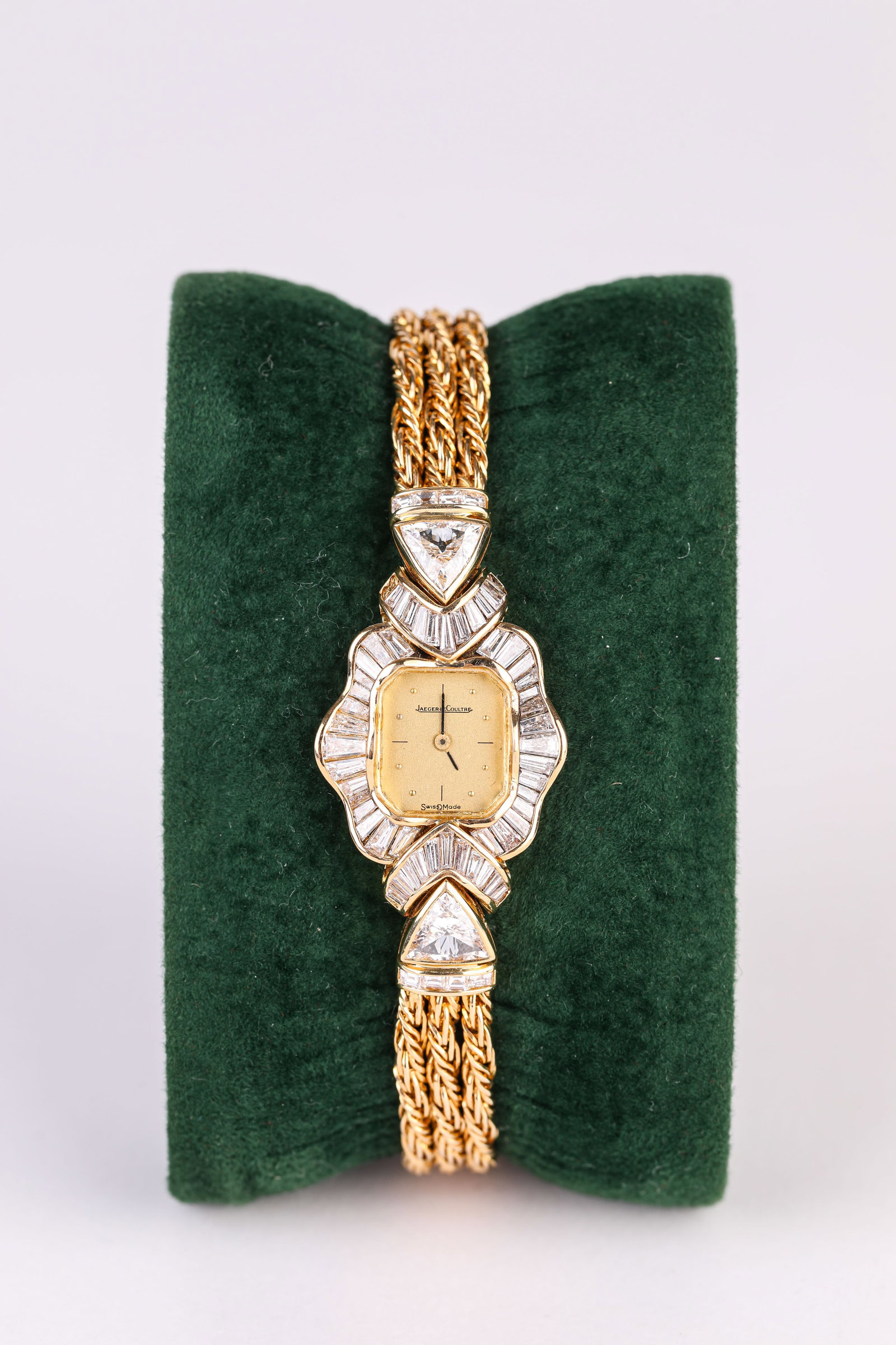A JAEGER-LECOULTRE GOLD AND DIAMOND WRISTWATCH (1 of 3)