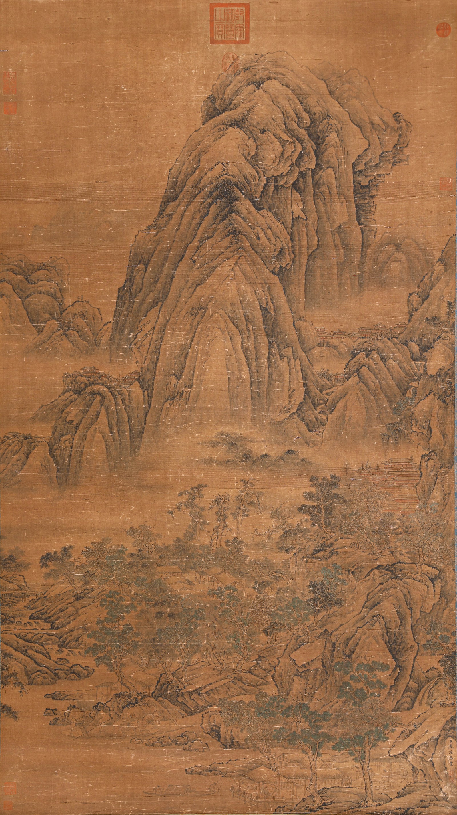 SHEN YUAN (ACT. 18TH CENTURY), ATTRIBUTED TO, LANDSCAPE: SHEN YUAN (ACT. 18TH CENTURY), ATTRIBUTED TO, LANDSCAPE Description: Dimensions: Width: 90.5 cm x Height: 160 cm. All measurements are approximate.