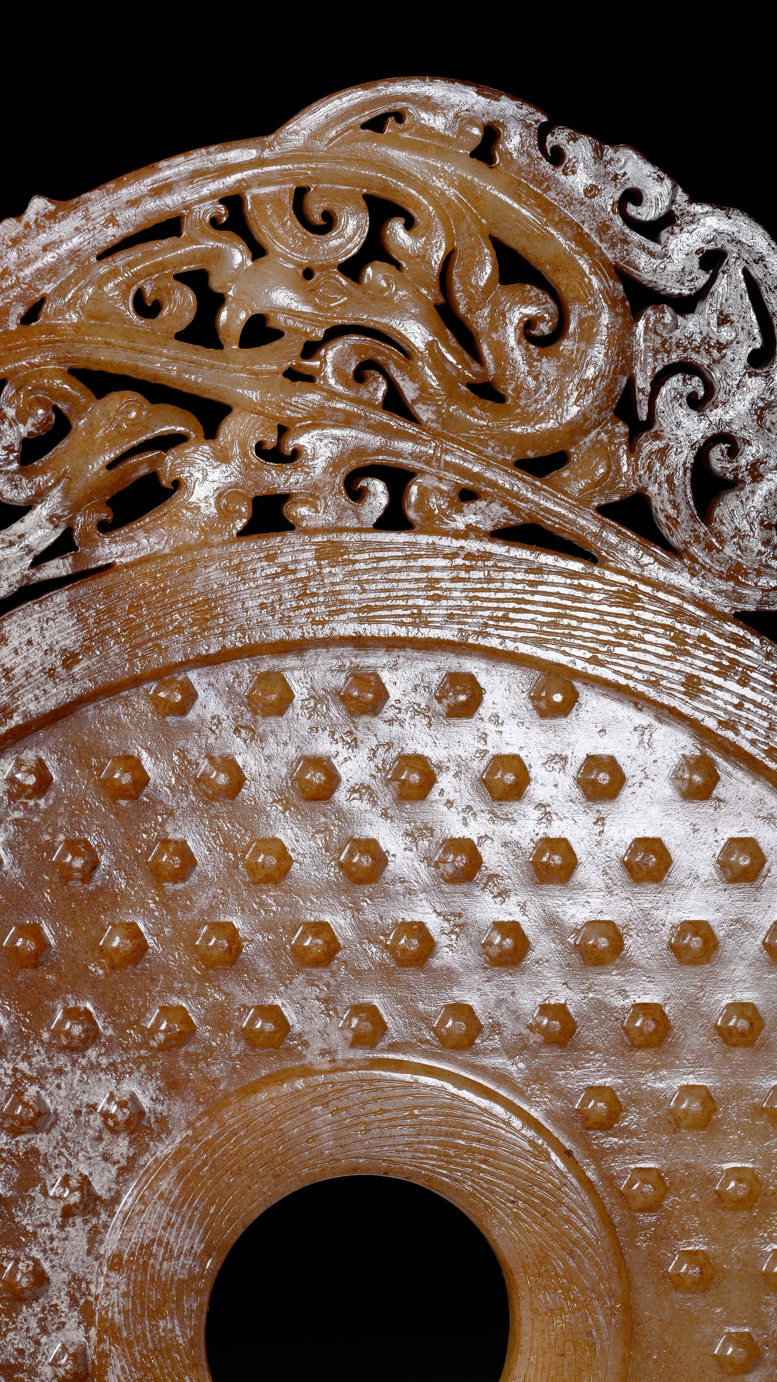 A JADE 'OPENWORK DRAGON AND PHOENIX' BI DISC - 2