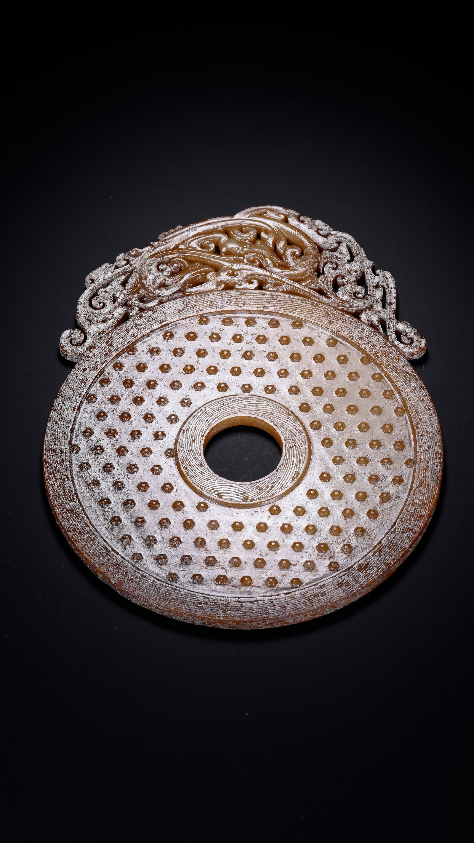 A JADE 'OPENWORK DRAGON AND PHOENIX' BI DISC - 3