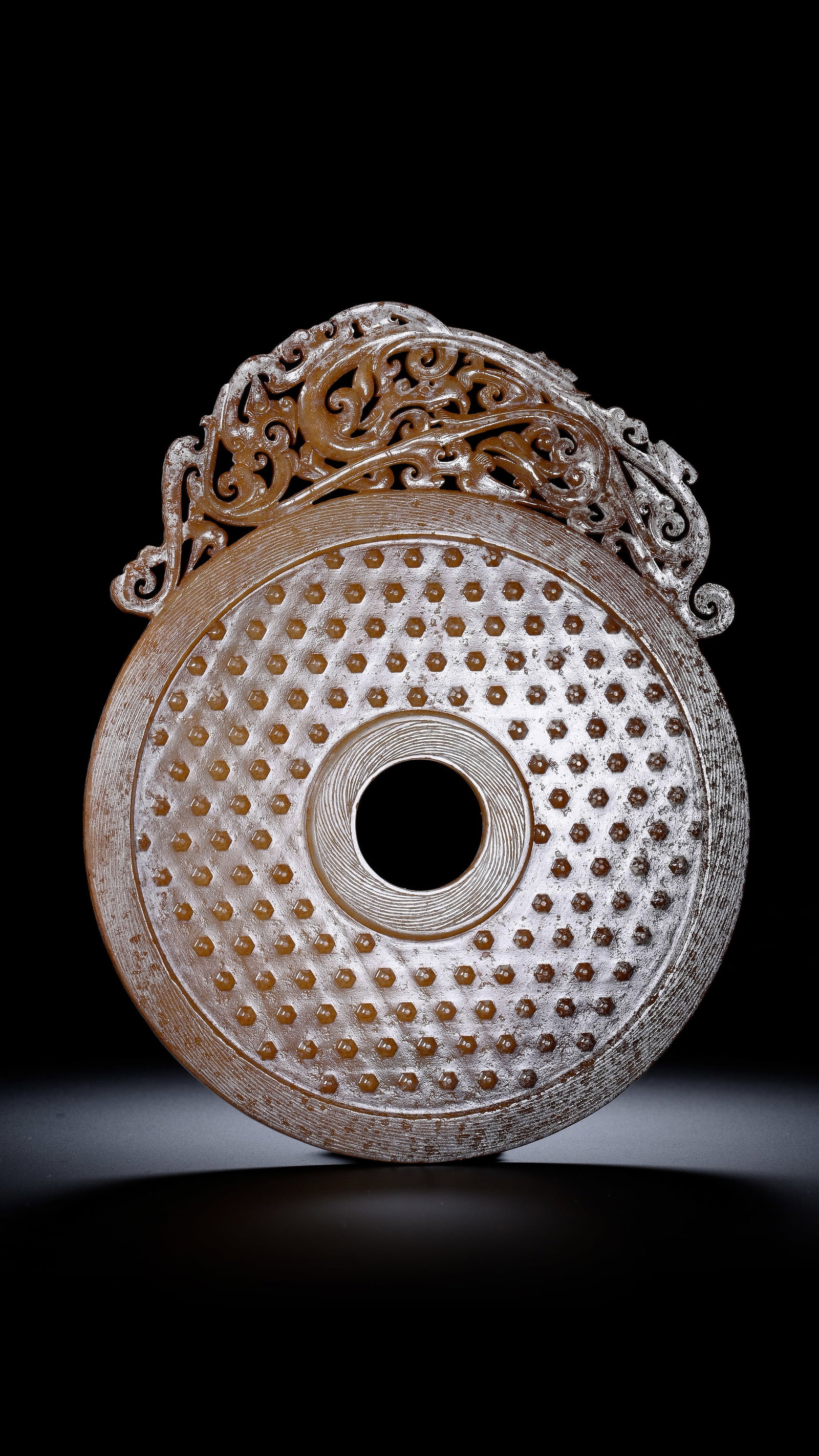 A JADE 'OPENWORK DRAGON AND PHOENIX' BI DISC - 7