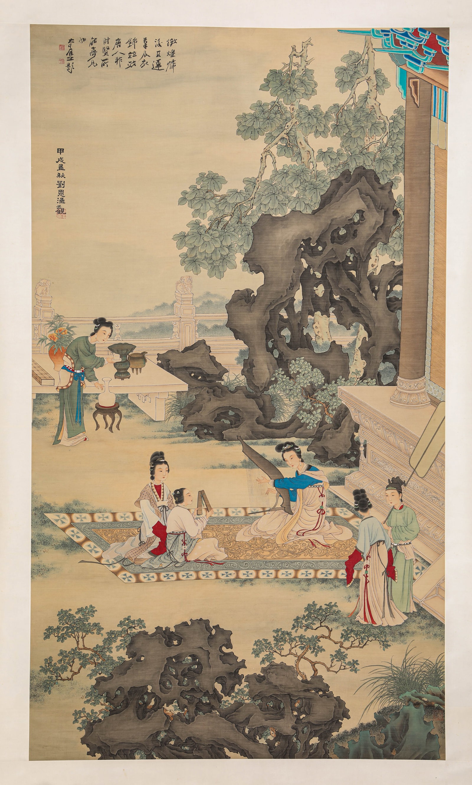 ZHANG DAQIAN (1899-1983), ATTRIBUTED TO, FIGURE NARRATIVE: ZHANG DAQIAN (1899-1983), ATTRIBUTED TO, FIGURE NARRATIVE Description: Dimensions: Width: 110 cm x Height: 194 cm. All measurements are approximate.