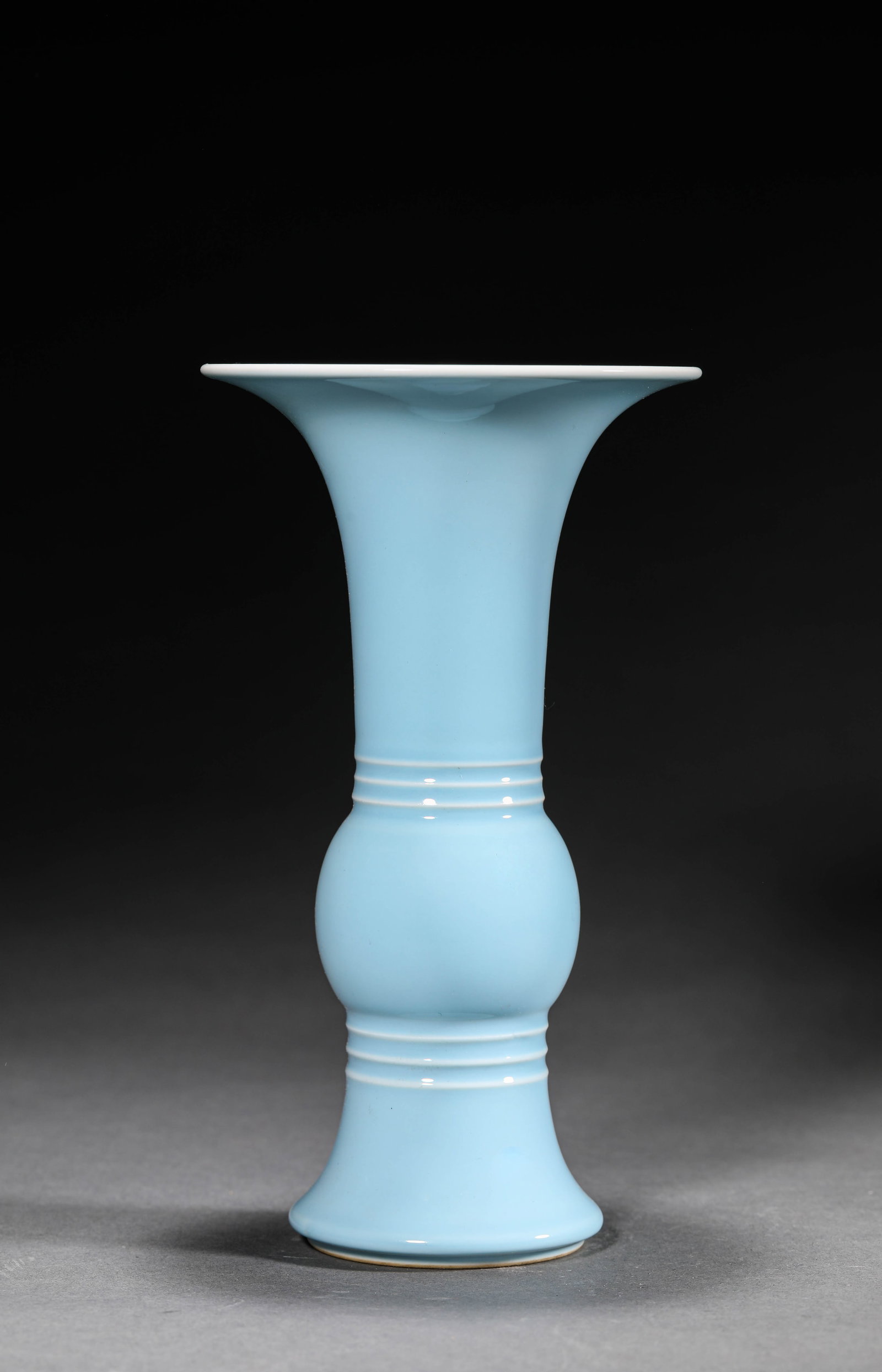 A SKY BLUE GLAZED GU VASE - 2