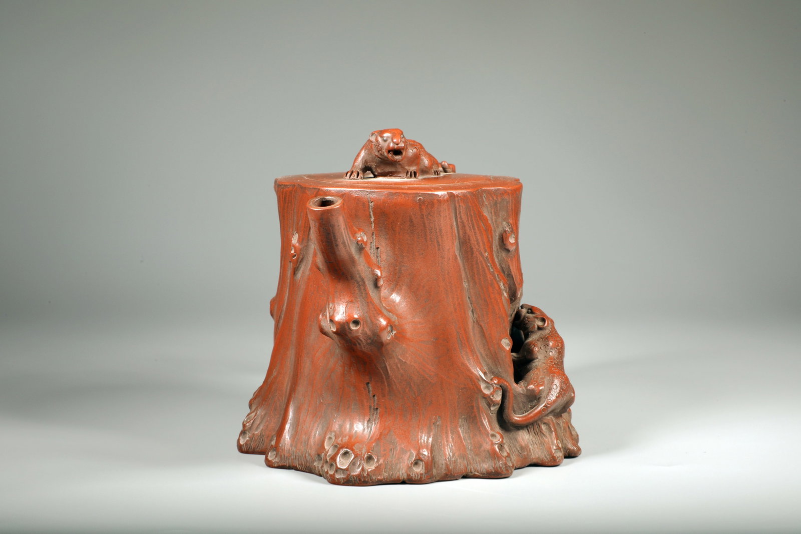 A YIXING CLAY 'TIGER' TEAPOT - 2