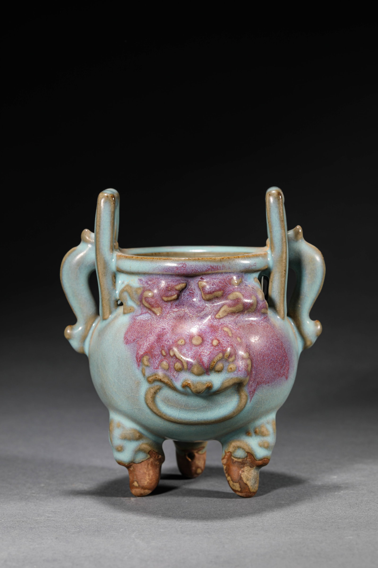 A JUN WARE THREE-LEGGED INCENSE BURNER - 2
