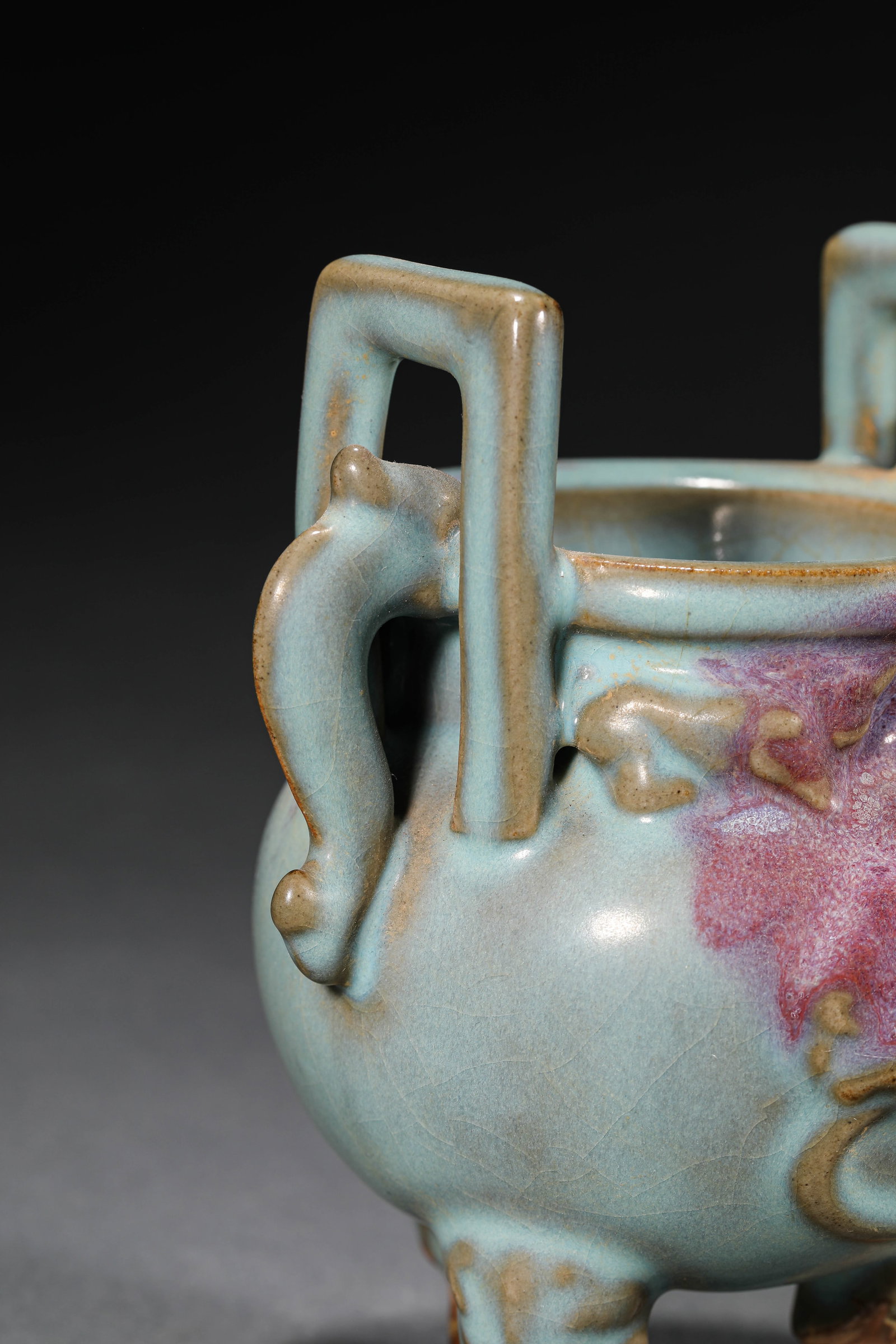 A JUN WARE THREE-LEGGED INCENSE BURNER - 3