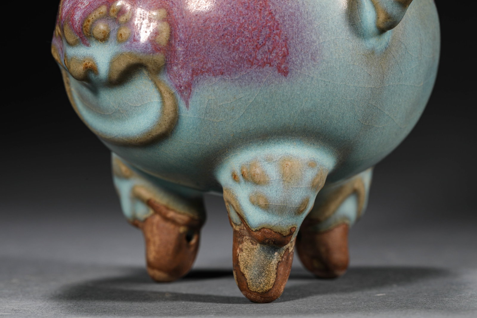 A JUN WARE THREE-LEGGED INCENSE BURNER - 4