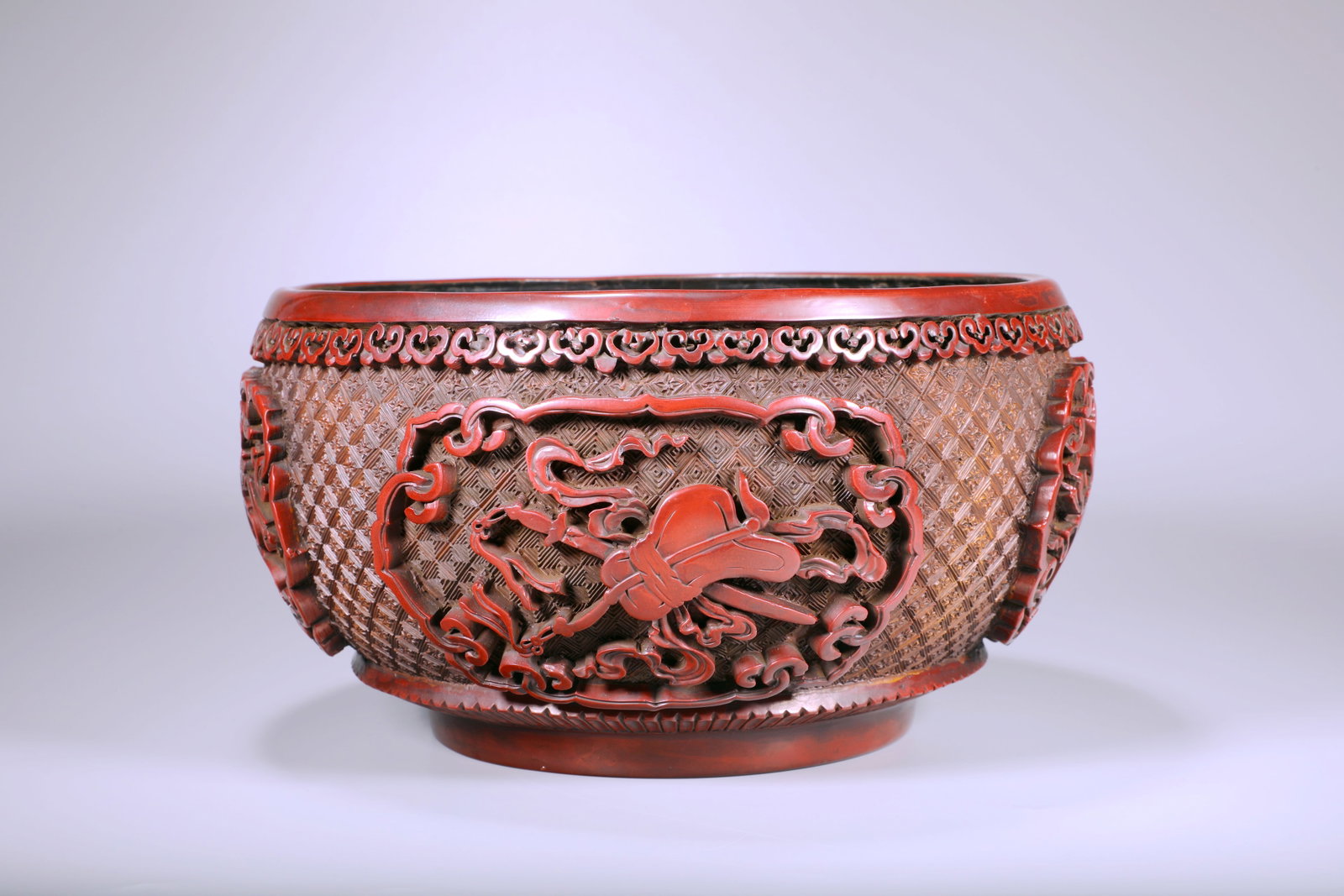 A LACQUER BOWL WITH EIGHT BUDDHIST EMBLEMS - 4