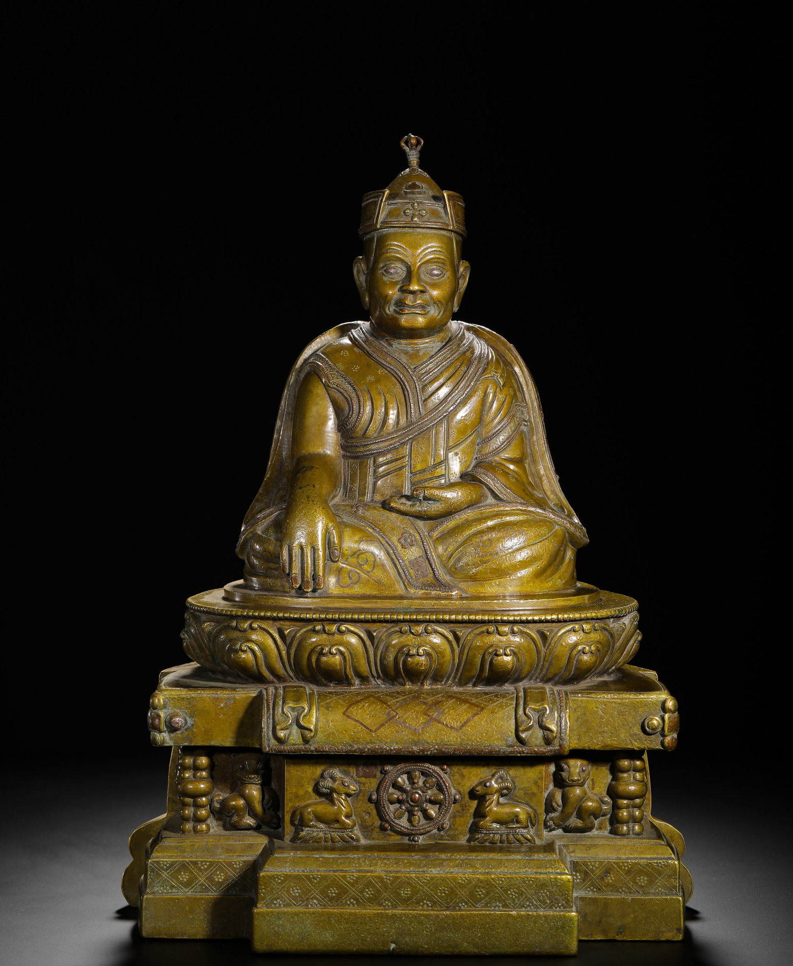 16TH - 17TH CENTURY COPPER INLAID WITH SILVER AND RED COPPER OF THE GURU (1 of 12)