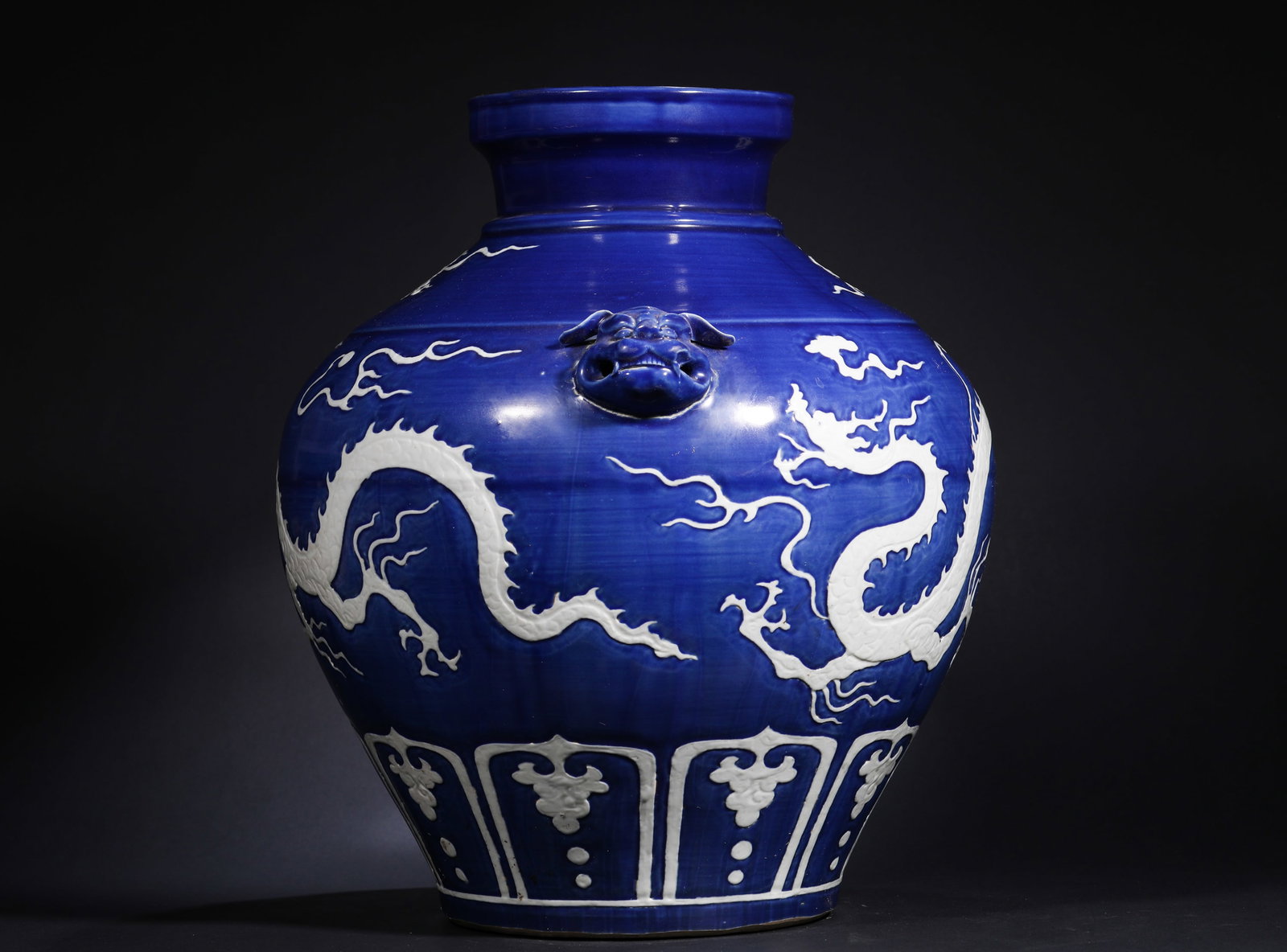 JILAN GLAZED JAR WITH WHITE DRAGON PATTERN LEFT BLANK - 4