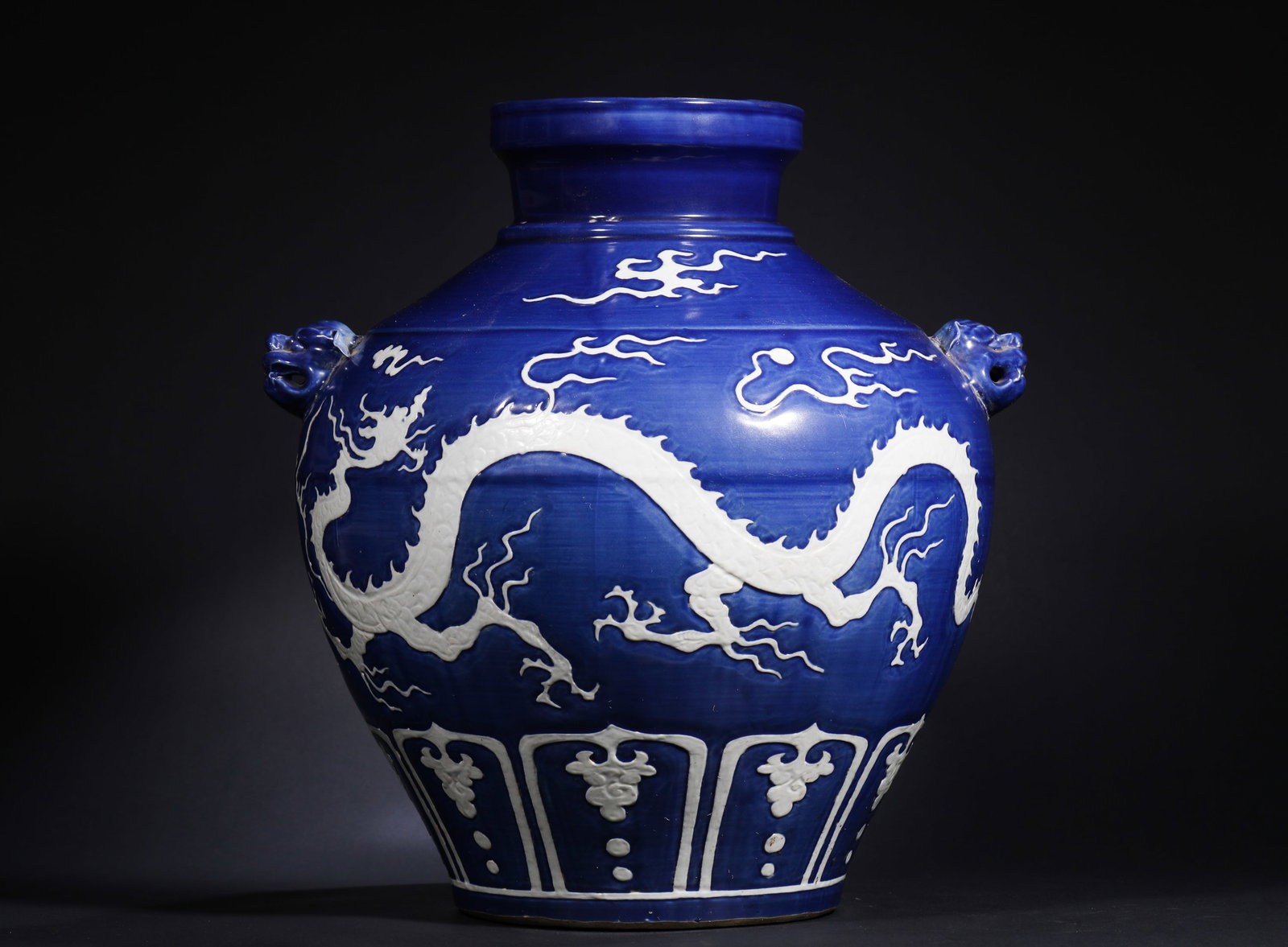 JILAN GLAZED JAR WITH WHITE DRAGON PATTERN LEFT BLANK - 5