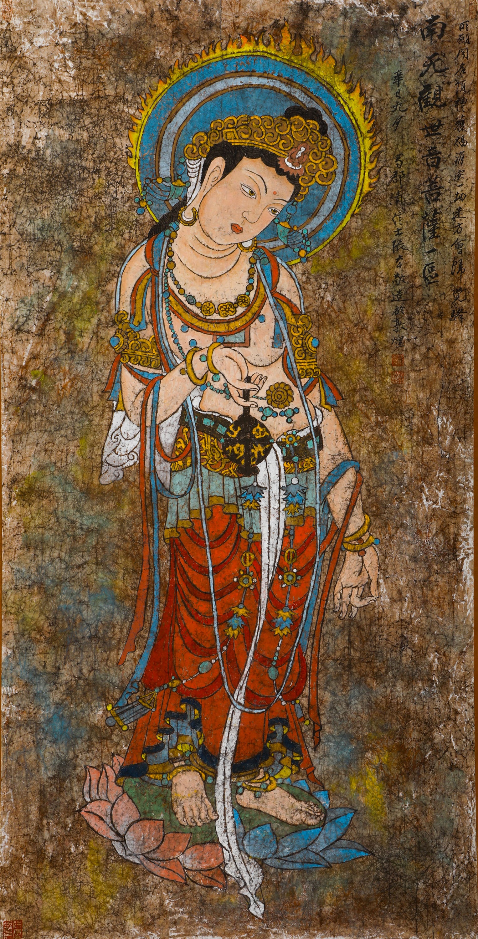 ZHANG DAQIAN (1899-1983) DUNHUANG STATUE VERTICAL SCROLL: ZHANG DAQIAN (1899-1983) DUNHUANG STATUE VERTICAL SCROLL (68 x 135cm)