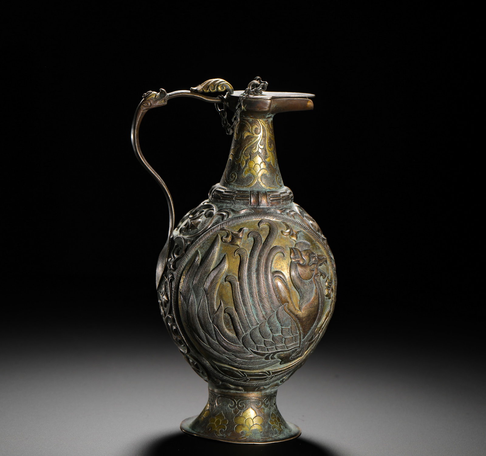 A GILDED SILVER TEAPOT - 12