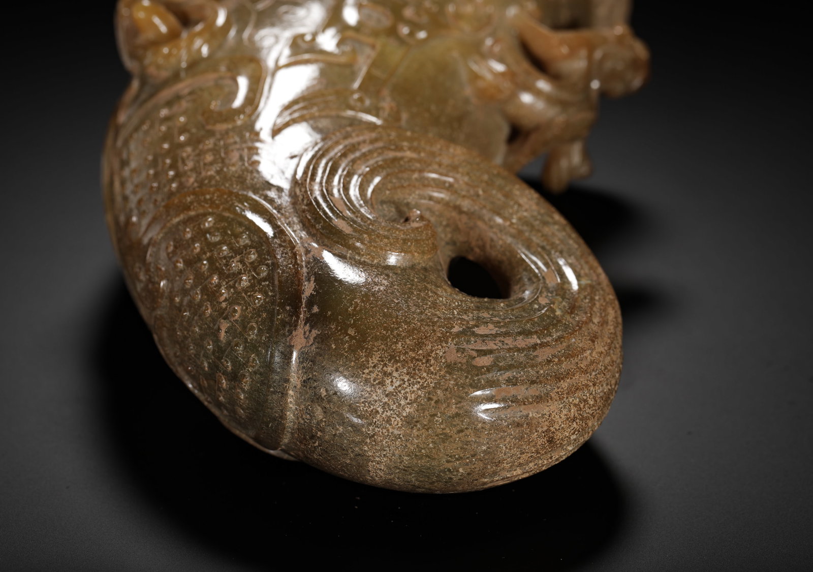HORN-SHAPED CUP WITH JADE PHOENIX PATTERN - 7