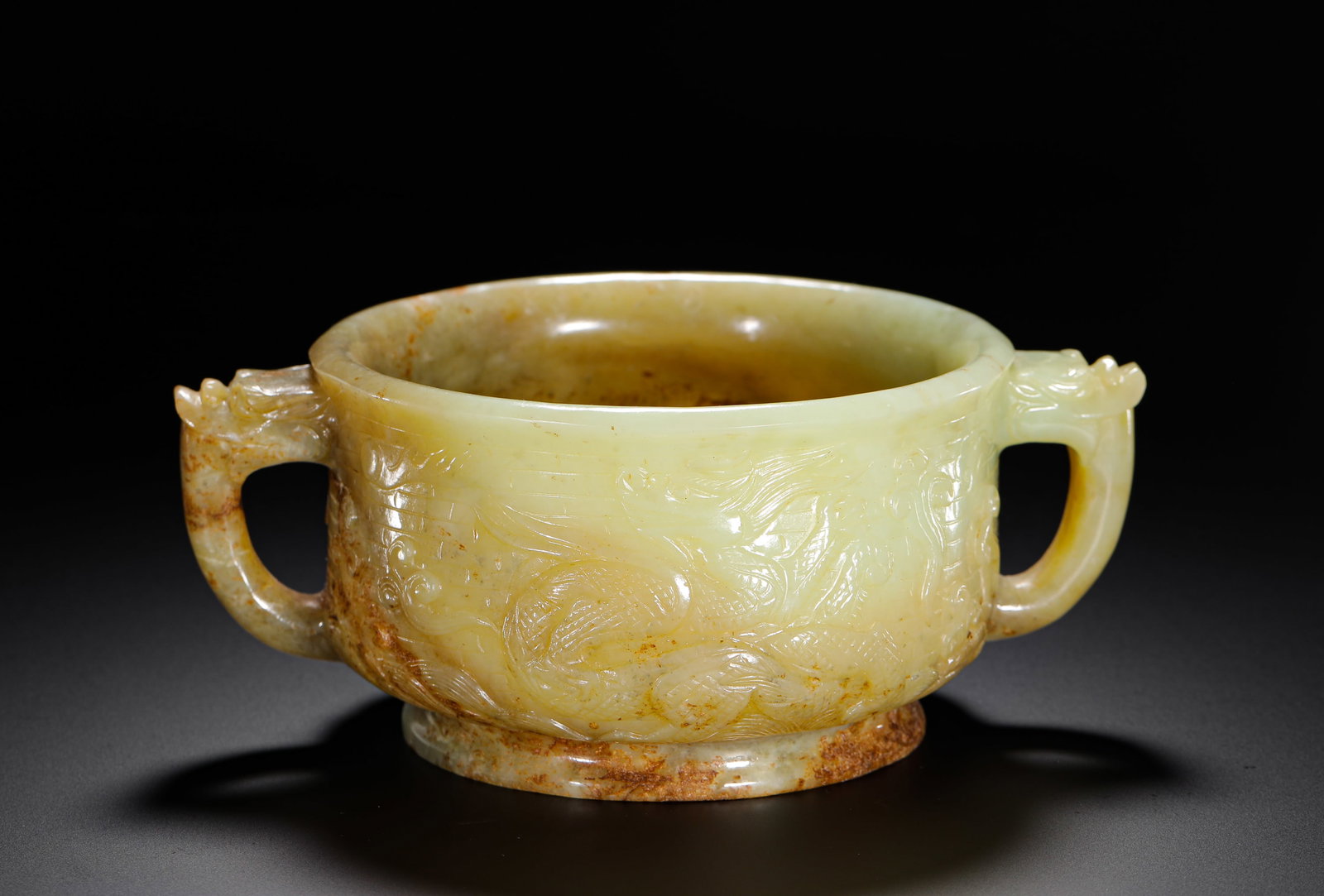 HETIAN JADE DRAGON-PATTERNED GUIZI FURNACE: HETIAN JADE DRAGON-PATTERNED GUIZI FURNACE (6.5 x 16.5cm,Weight:570g)