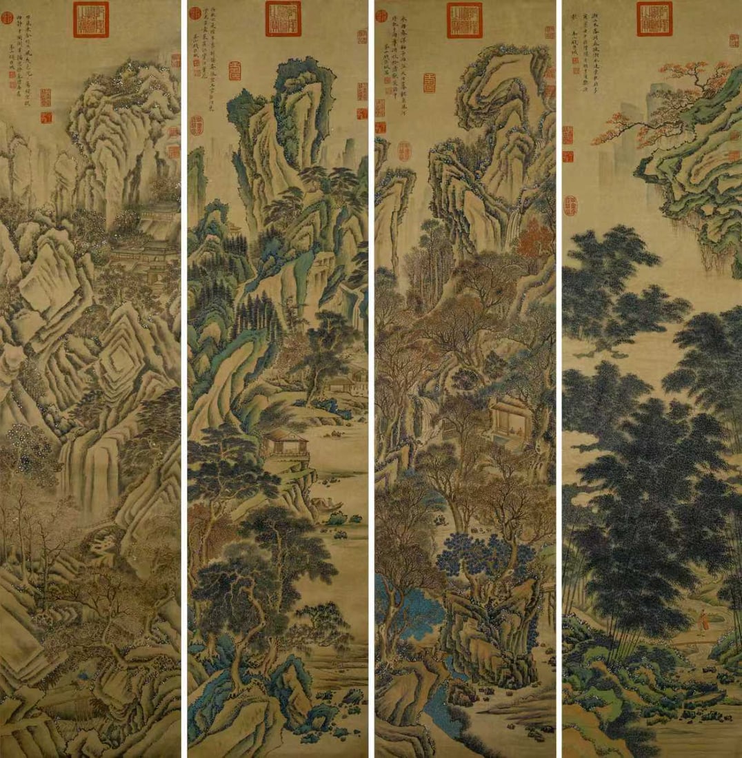 QIAN WEICHENG (1720-1772), A VERTICAL SCROLL DEPICTING THE AUTUMN SCENERY OF XIANGSHAN IN OUR COURT: QIAN WEICHENG (1720-1772), A VERTICAL SCROLL DEPICTING THE AUTUMN SCENERY OF XIANGSHAN IN OUR COURT (45 x 165cm)