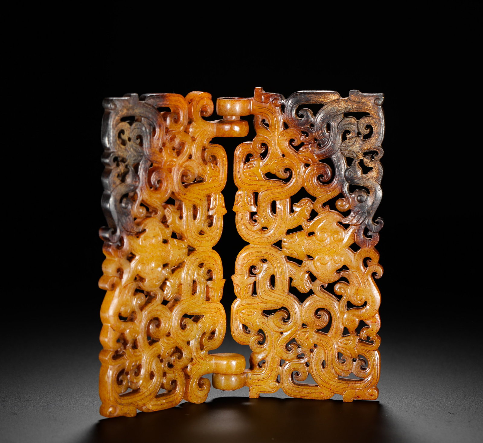 HETIAN JADE "FOUR GODS" PATTERN HINGE PENDANT - 6