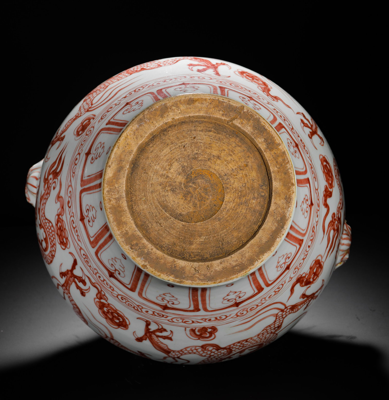 UNDERGLAZE RED DRAGON-PATTERNED BEAST EAR JARS - 3