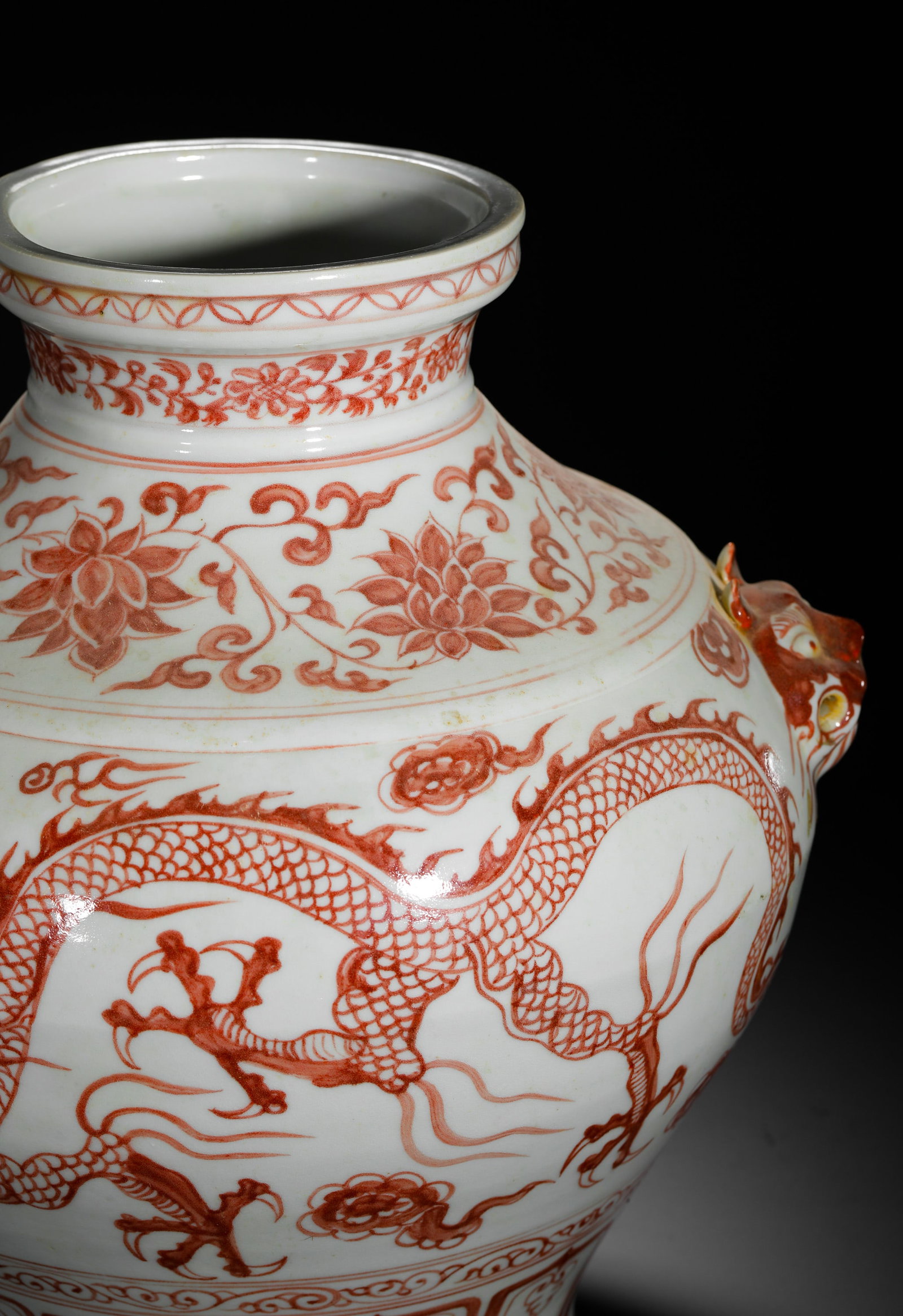 UNDERGLAZE RED DRAGON-PATTERNED BEAST EAR JARS - 5