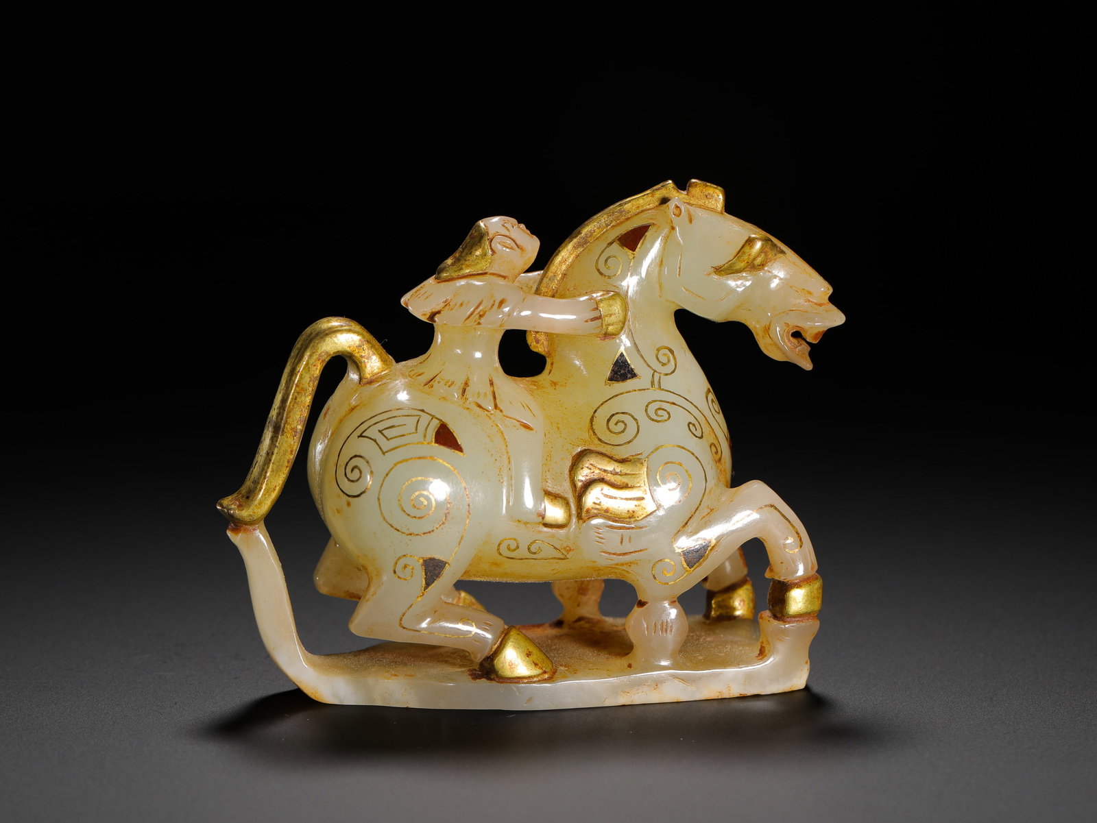 HETIAN JADE HU PEOPLE RIDING HORSES: HETIAN JADE HU PEOPLE RIDING HORSES (7.5 x 9cm,Weight:230g)