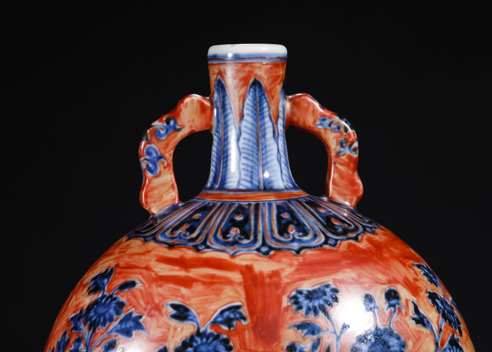 BLUE AND RED FLOWER-PATTERNED FLAT VASE - 2