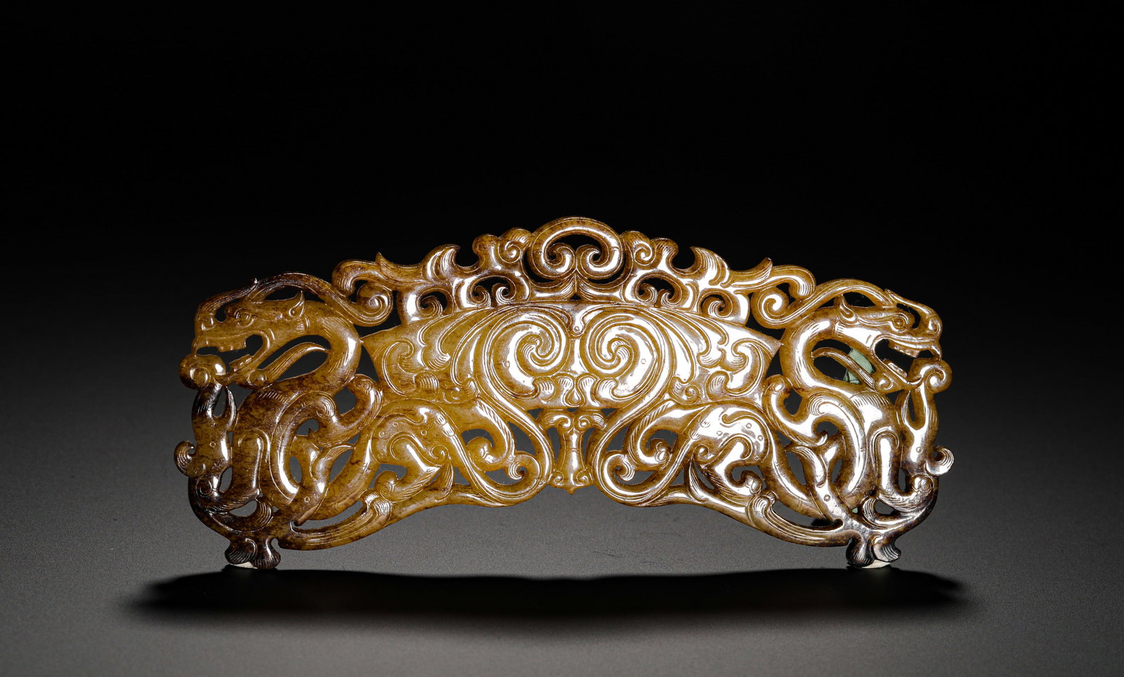 HETIAN JADE DOUBLE DRAGON PENDANTS - 3