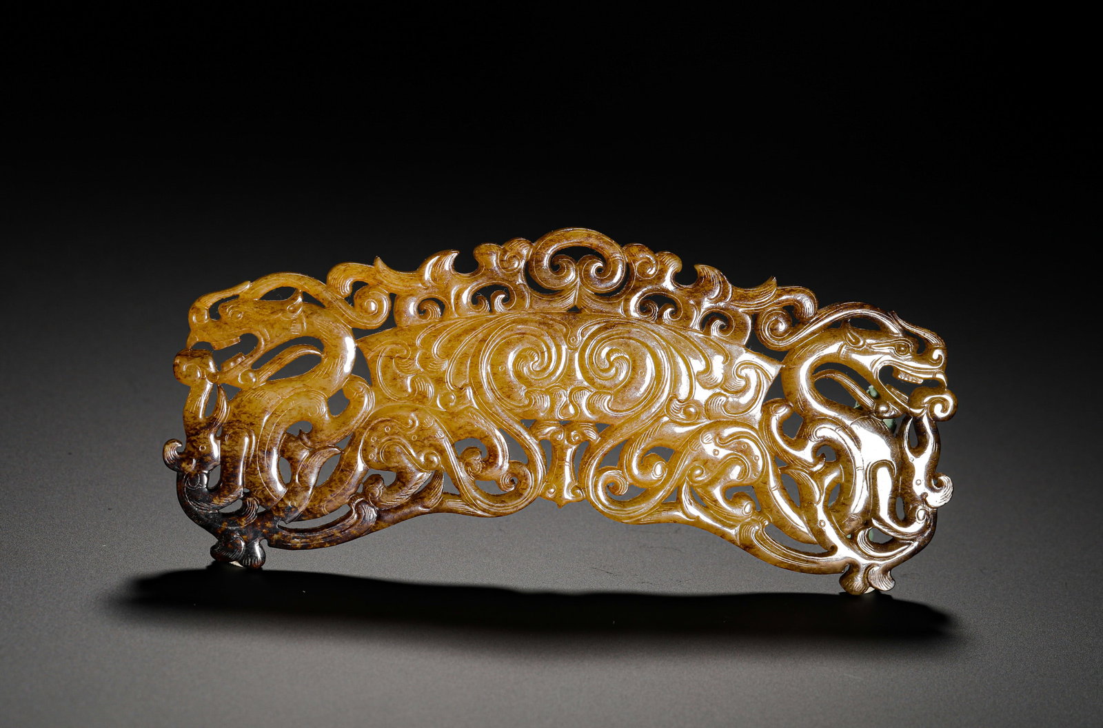 HETIAN JADE DOUBLE DRAGON PENDANTS - 7