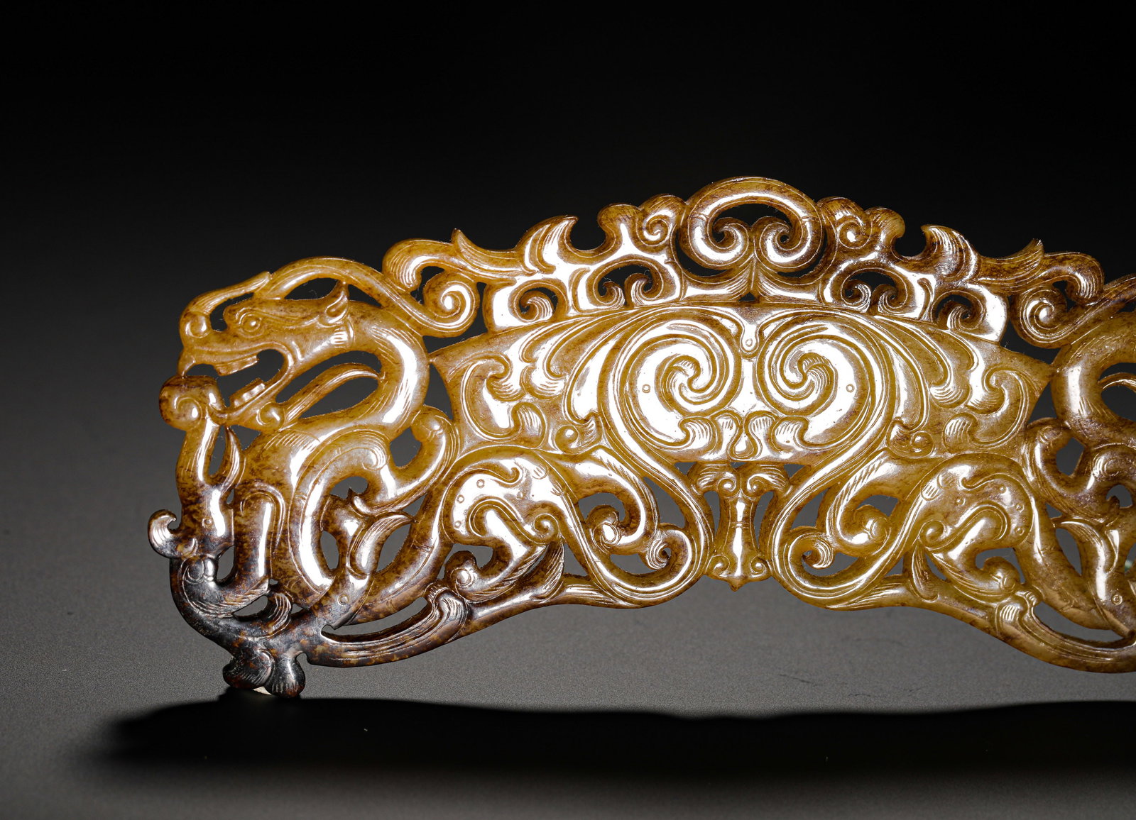 HETIAN JADE DOUBLE DRAGON PENDANTS - 9