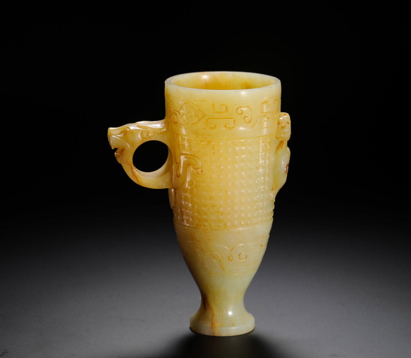 YELLOW JADE GUL-PATTERNED DRAGON EAR CUP - 2