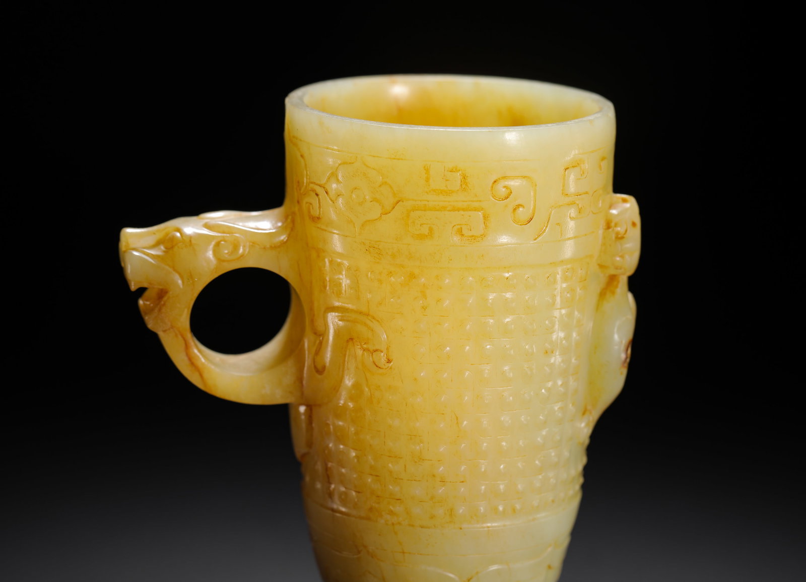YELLOW JADE GUL-PATTERNED DRAGON EAR CUP - 3