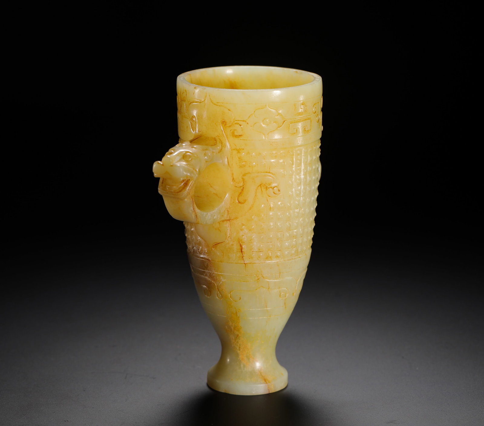 YELLOW JADE GUL-PATTERNED DRAGON EAR CUP - 5