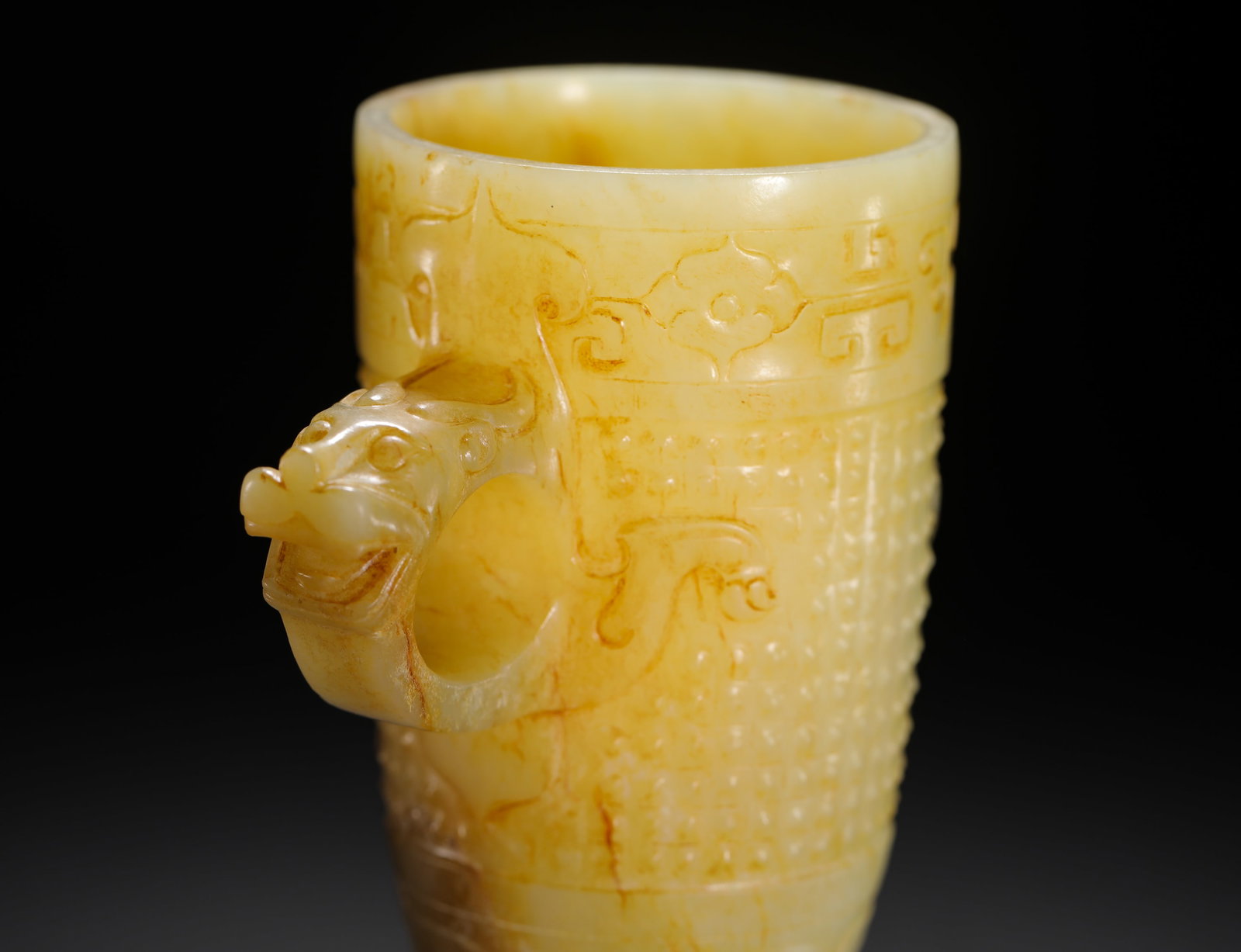 YELLOW JADE GUL-PATTERNED DRAGON EAR CUP - 6