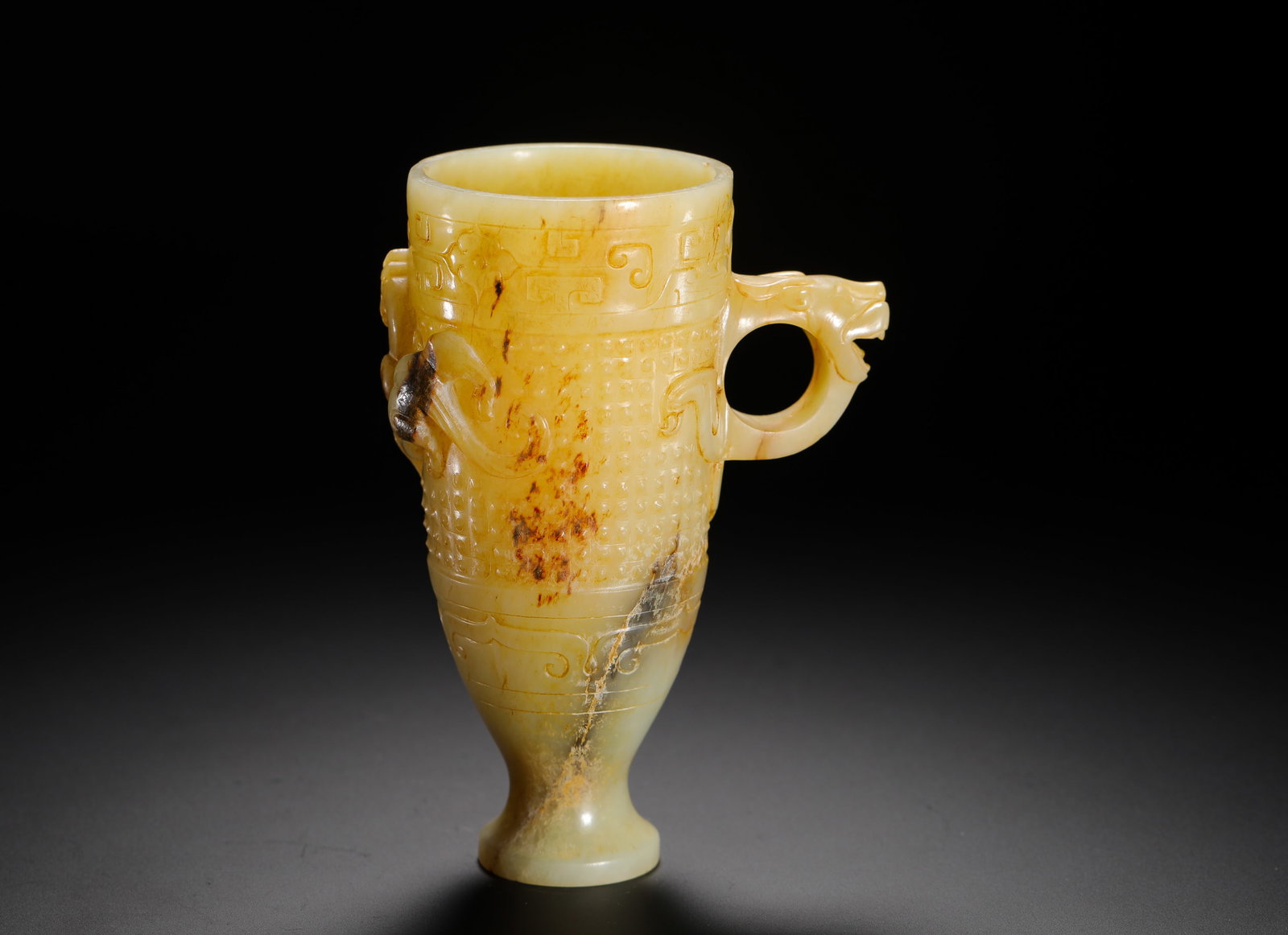 YELLOW JADE GUL-PATTERNED DRAGON EAR CUP - 8