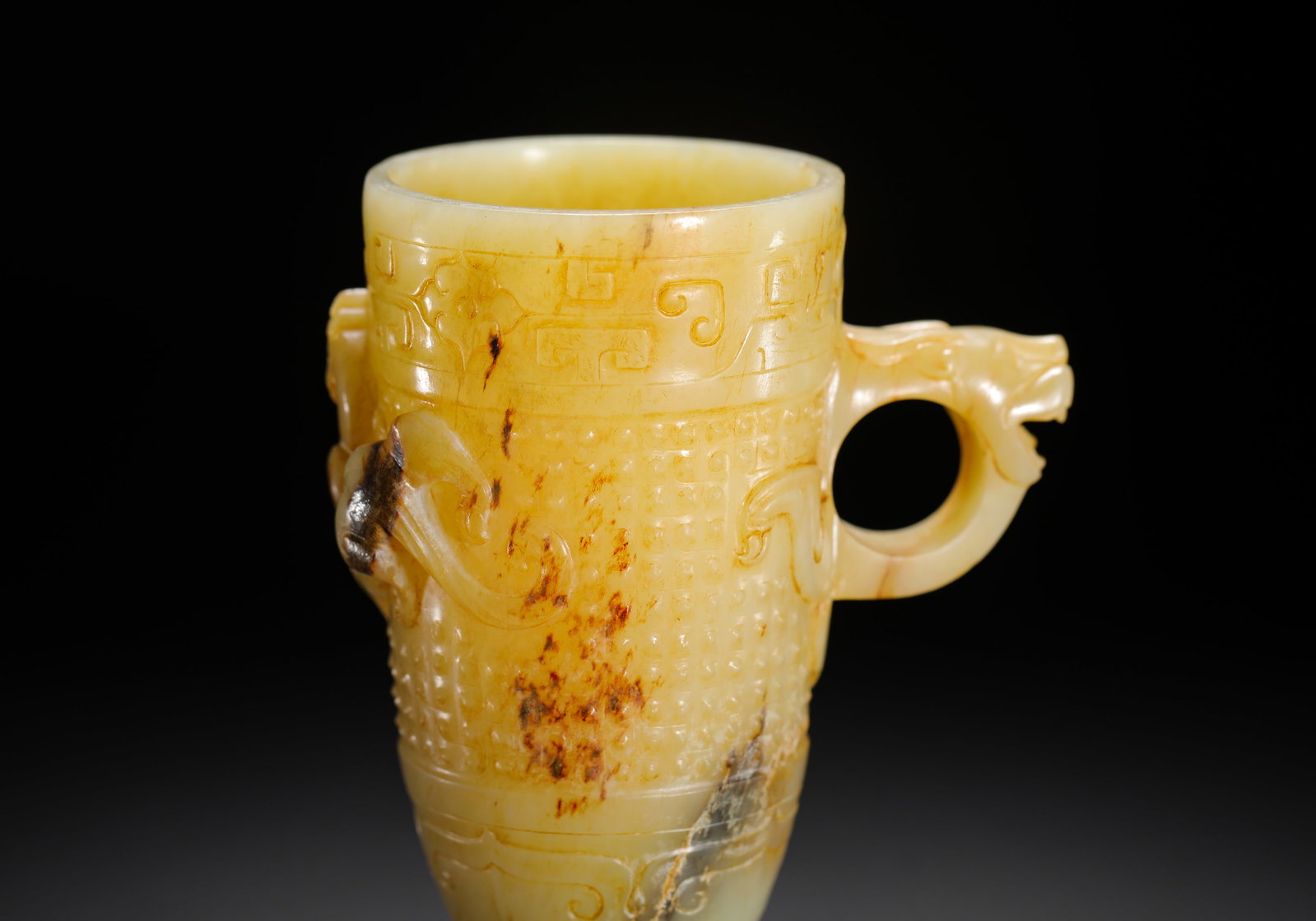 YELLOW JADE GUL-PATTERNED DRAGON EAR CUP - 9