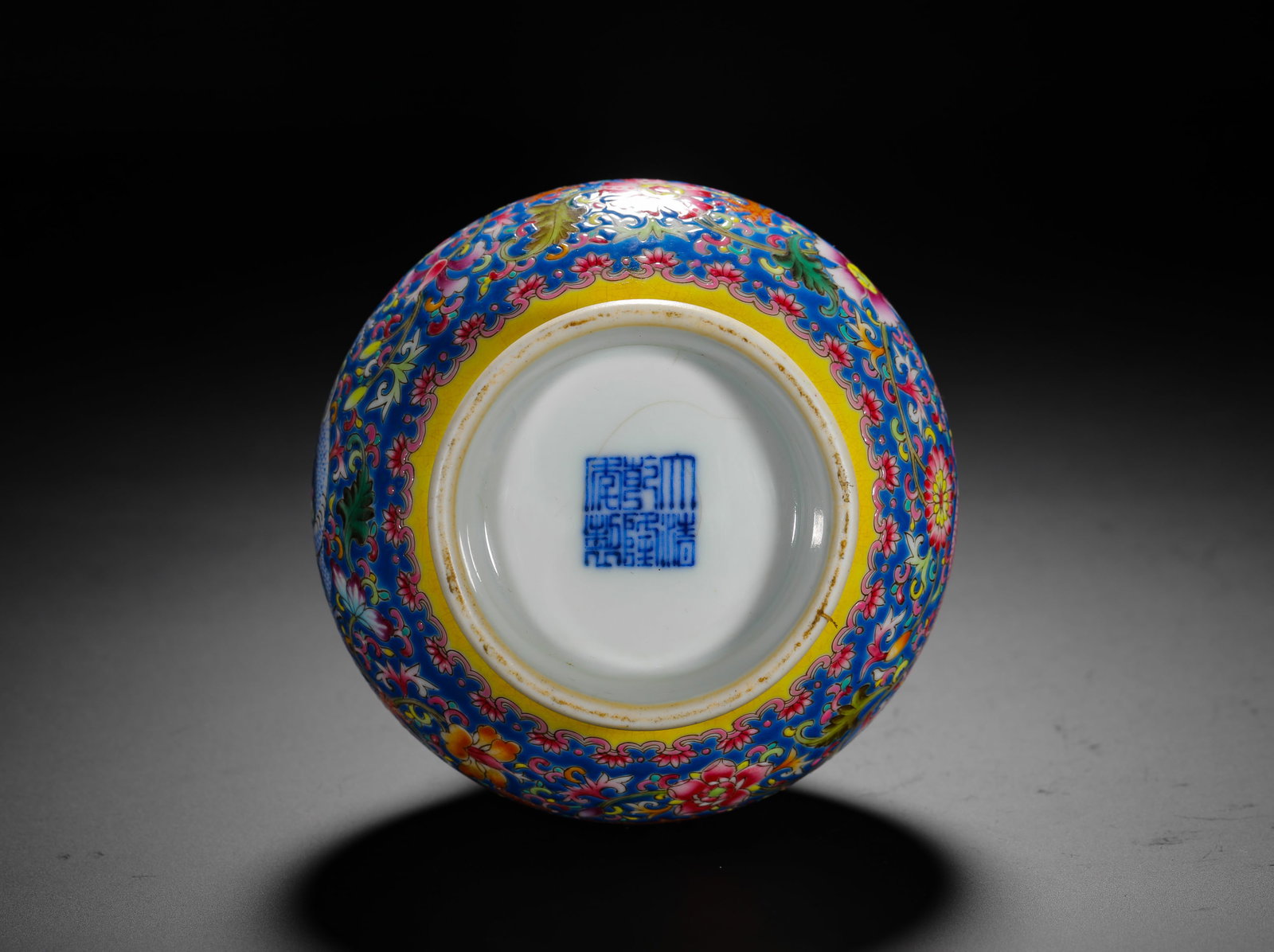 BLUE GROUND POLYCHROME DRAGON-THREADED GARLIC-SHAPED VASE - 10
