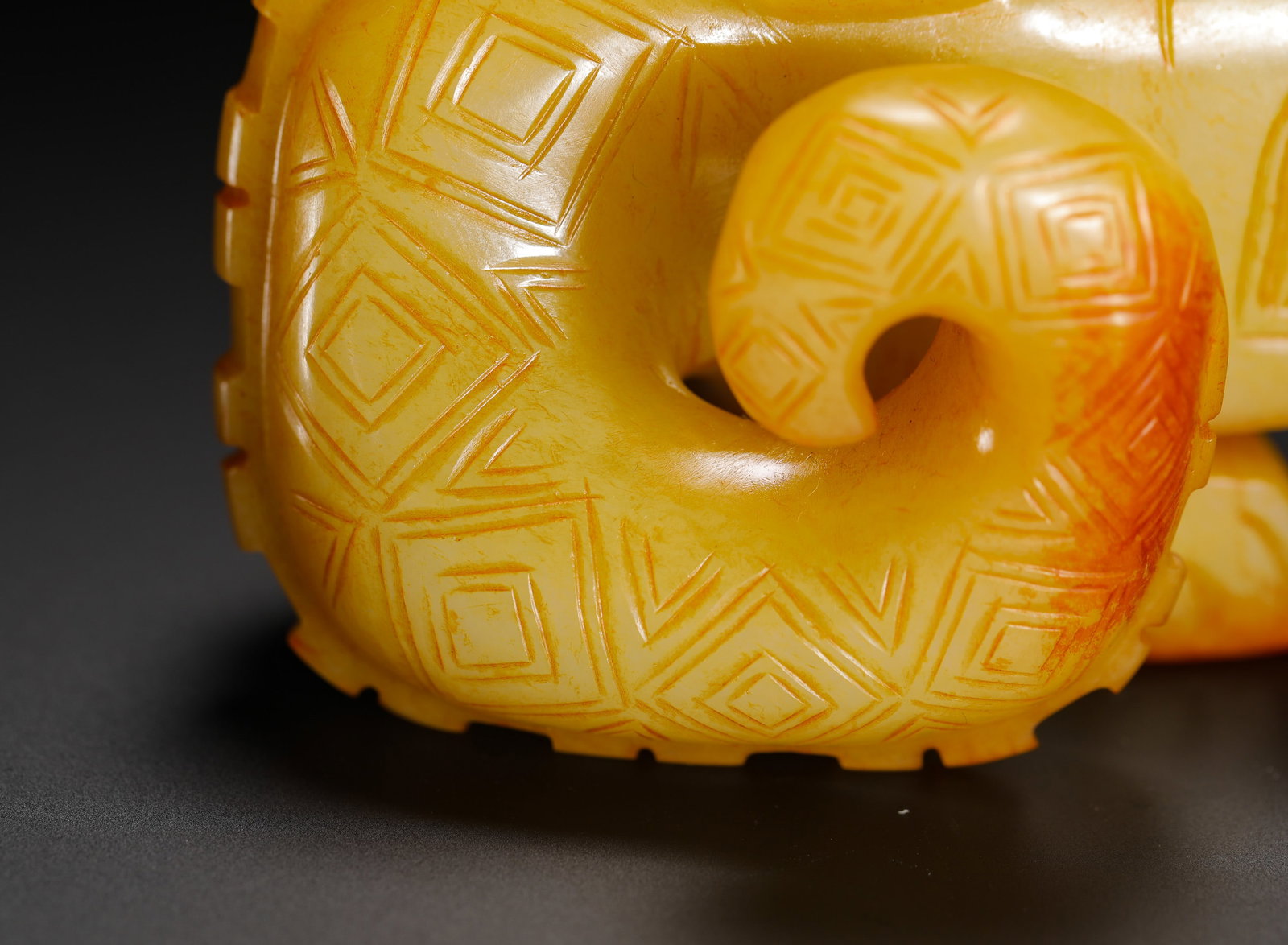 YELLOW JADE COILED DRAGON PENDANT - 3