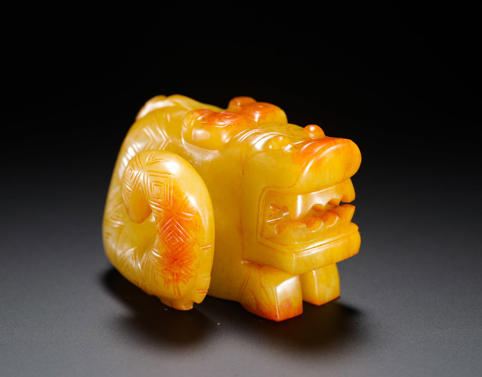 YELLOW JADE COILED DRAGON PENDANT - 5