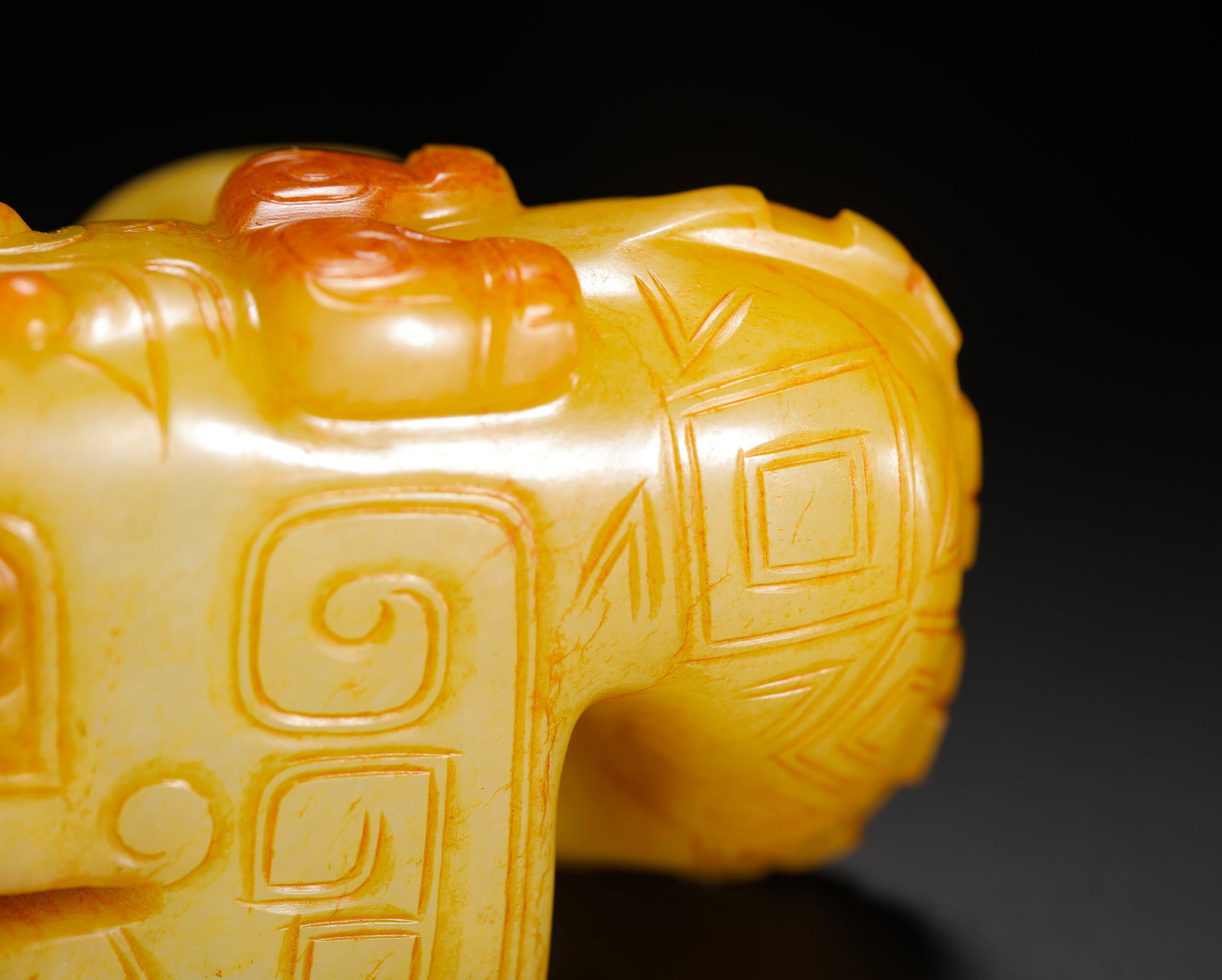 YELLOW JADE COILED DRAGON PENDANT - 8