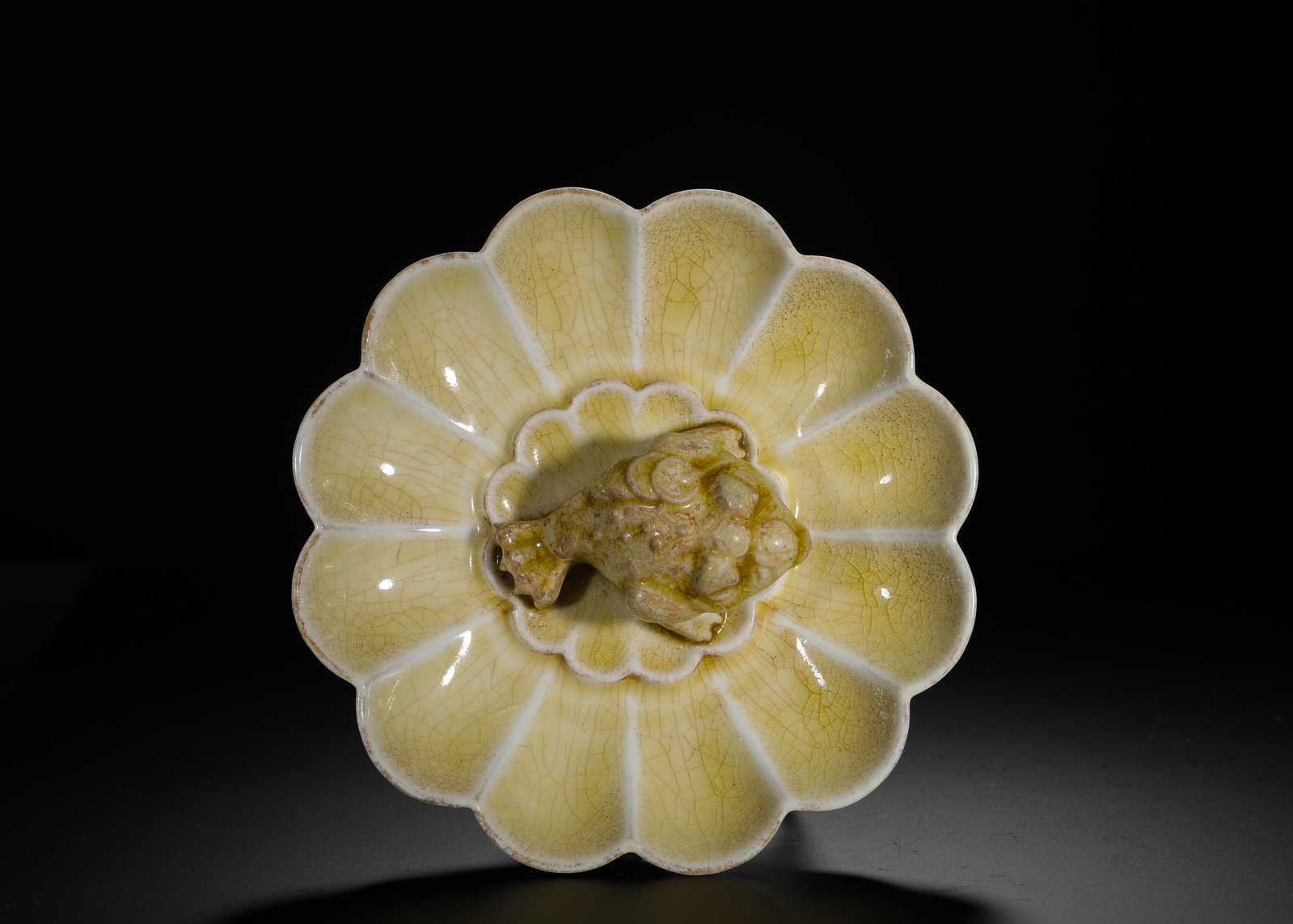 YELLOW GLAZE SPLIT GOLDEN TOAD PATTERN LOTUS PEN LICK - 8