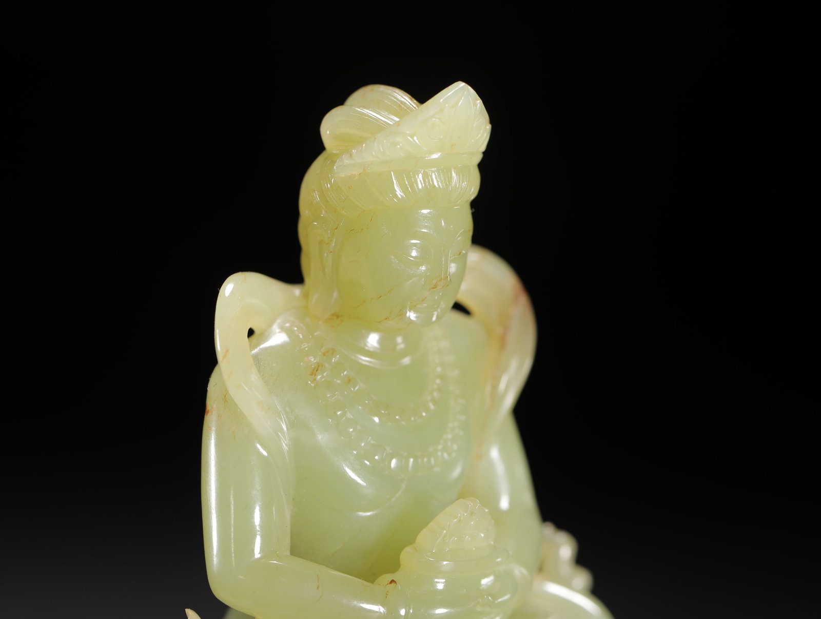 A YELLOW JADE SITTING BUDDHA STATUE - 5