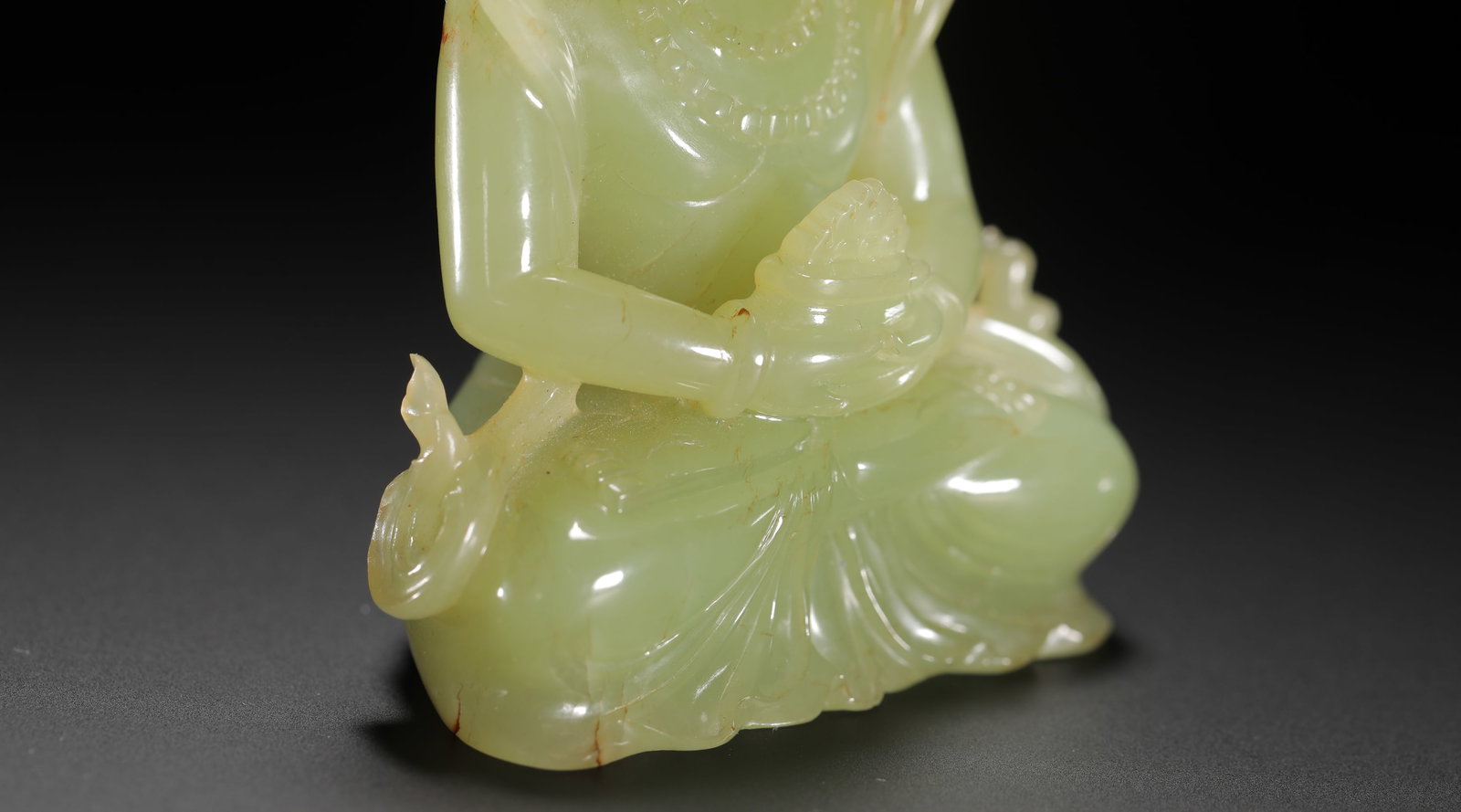 A YELLOW JADE SITTING BUDDHA STATUE - 6