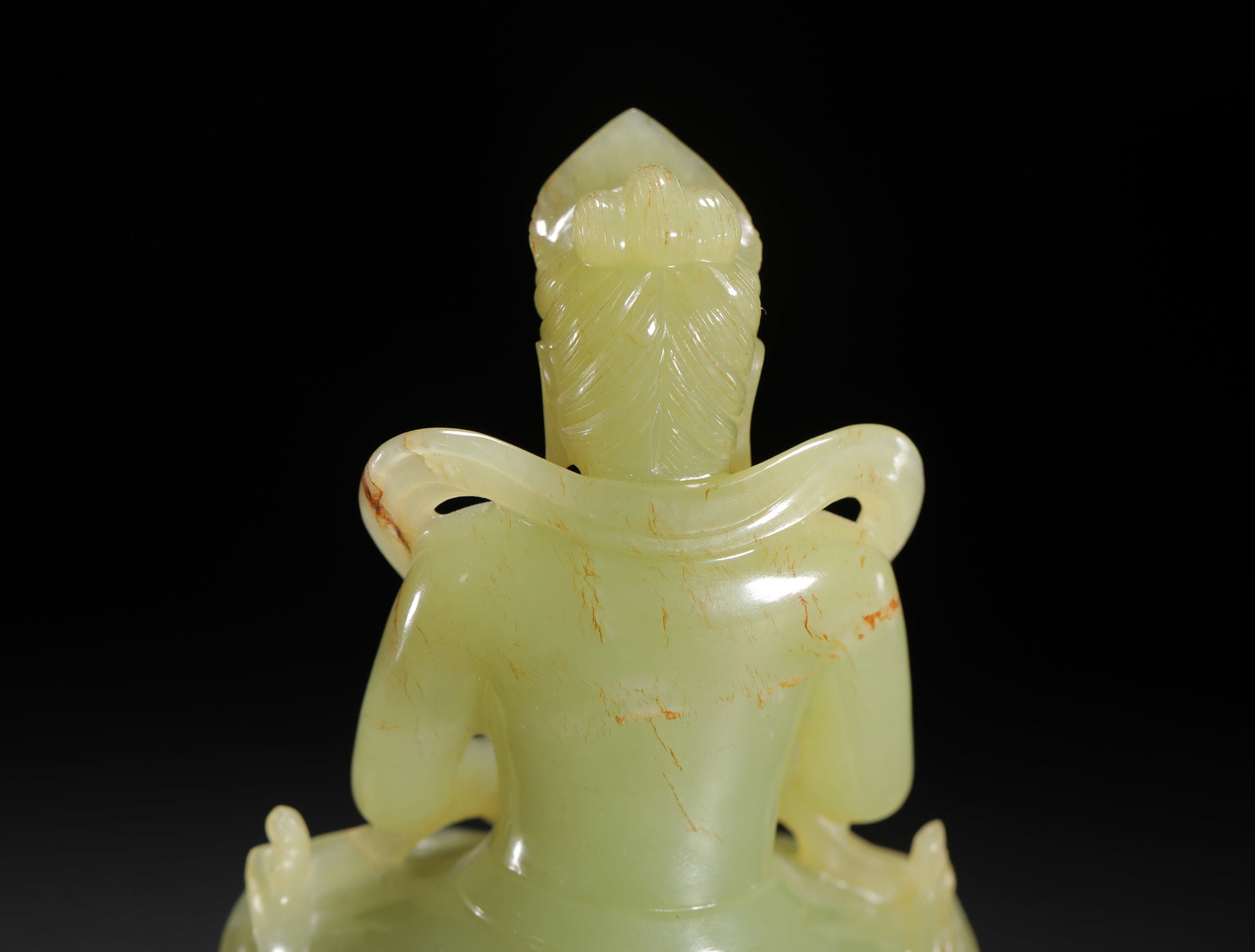 A YELLOW JADE SITTING BUDDHA STATUE - 8