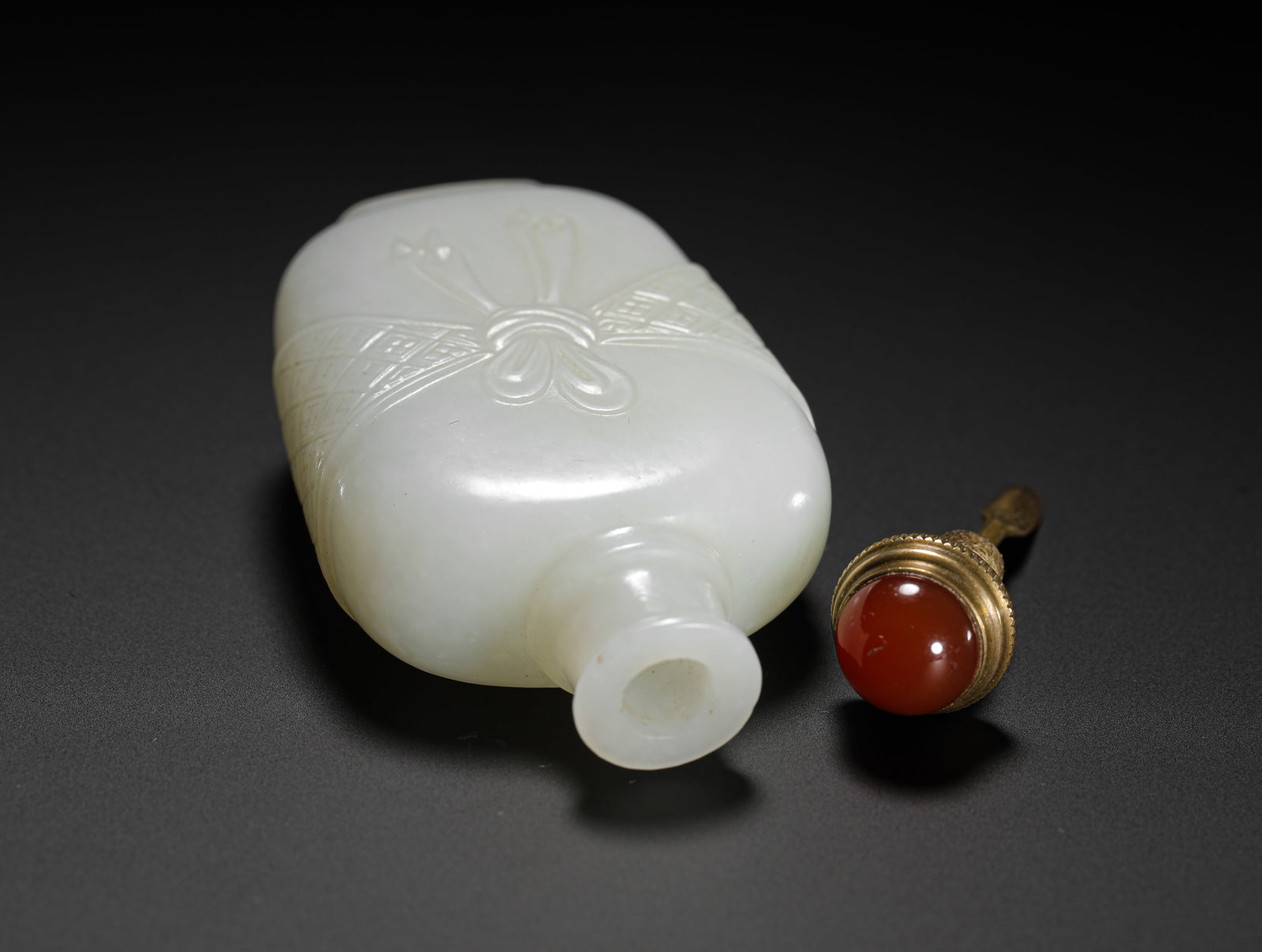 HETIAN JADE BAG PATTERN SNUFF POT - 4