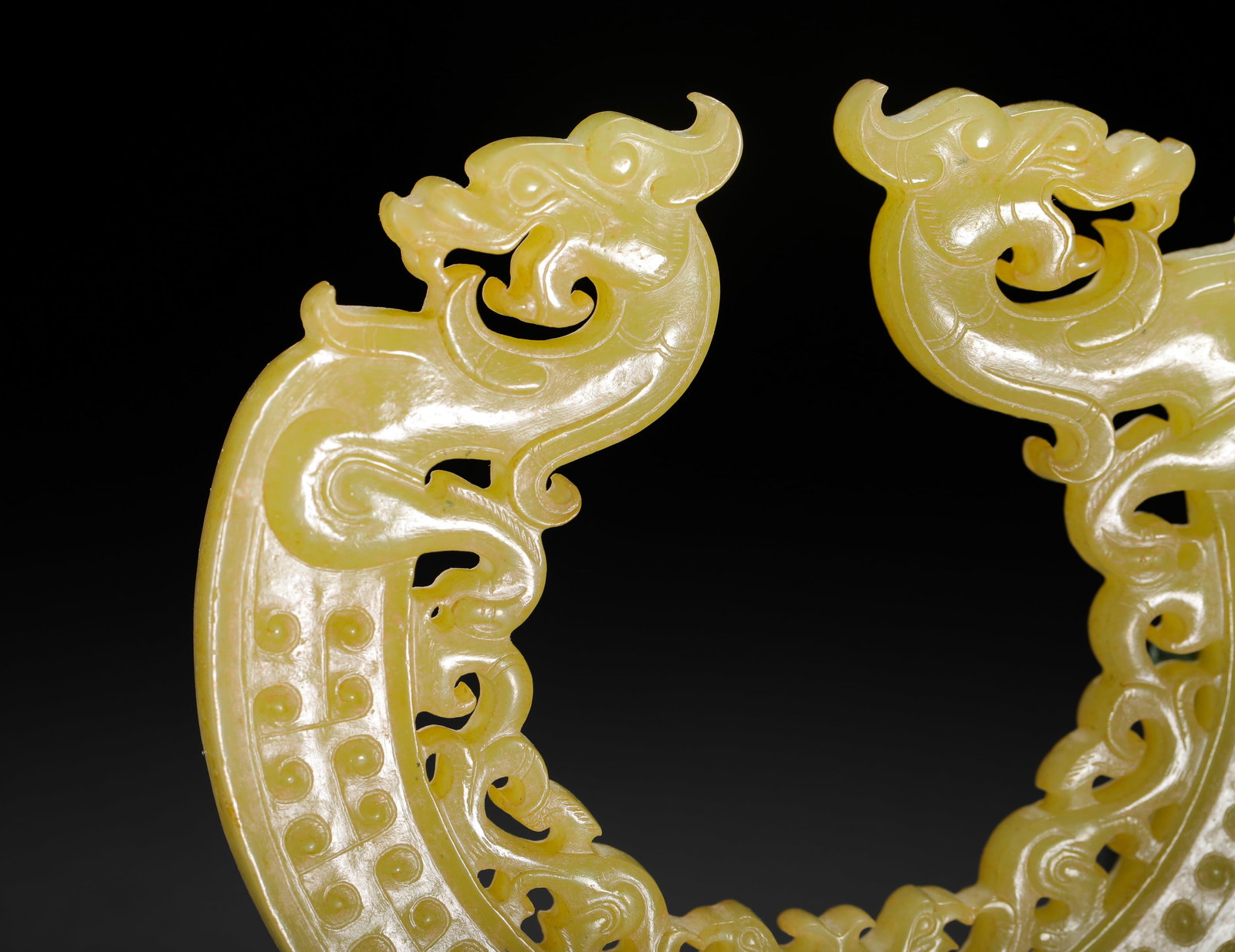 HETIAN JADE DOUBLE DRAGON PATTERN JADE PENDANT - 2